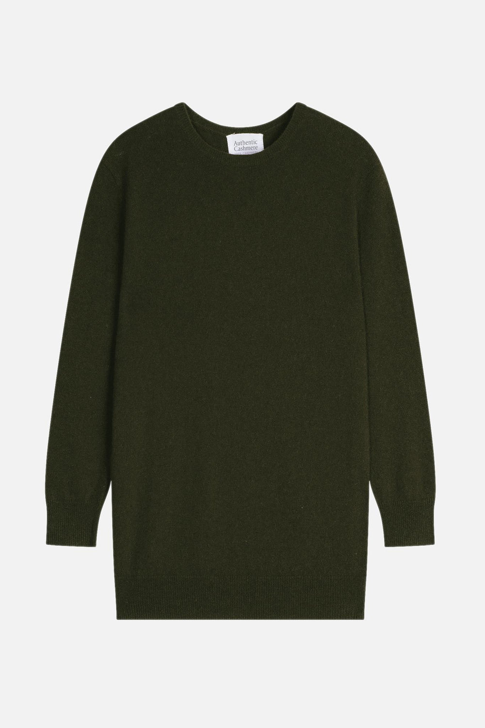 ESTARIS Pullover Rundhalsausschnitt geknöpft Rücken khaki 100% Kaschmir