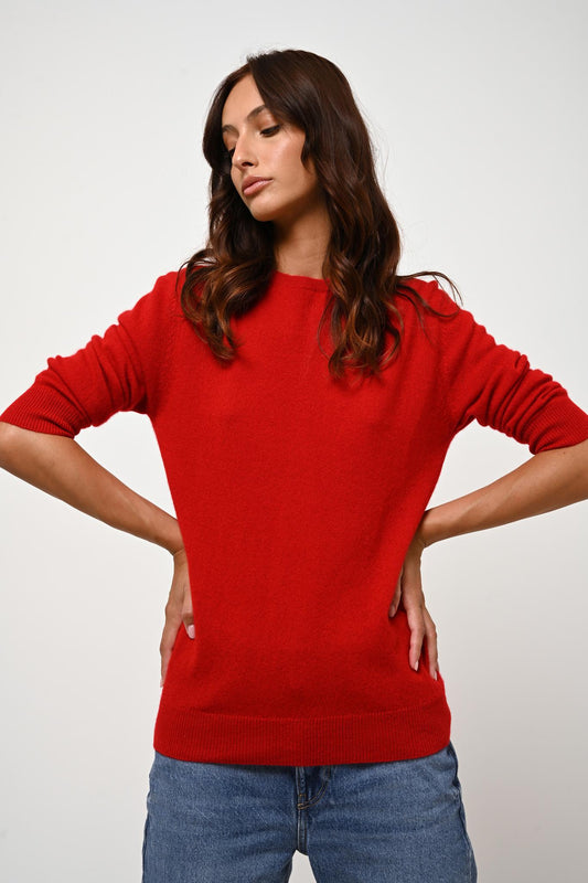 ESTARIS round-neck button-down sweater red 100% cashmere