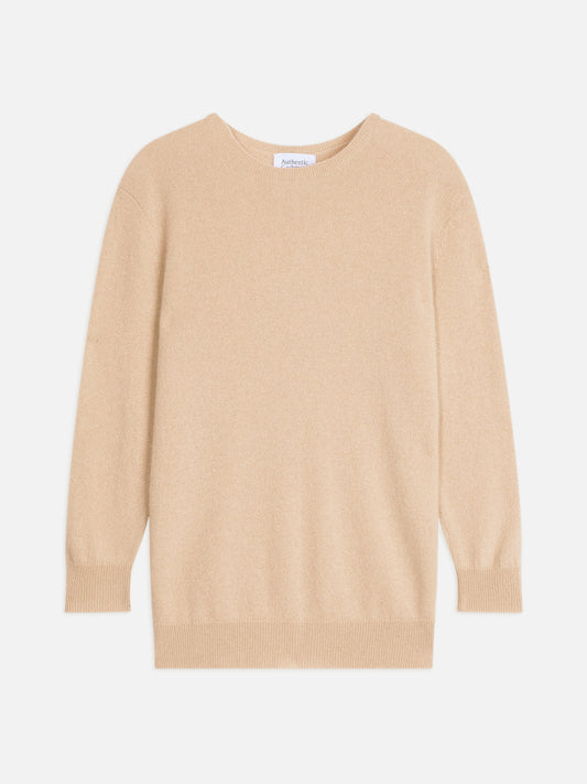 ESTARIS Pullover Rundhalsausschnitt geknöpft Rücken sandfarben 100% Kaschmir