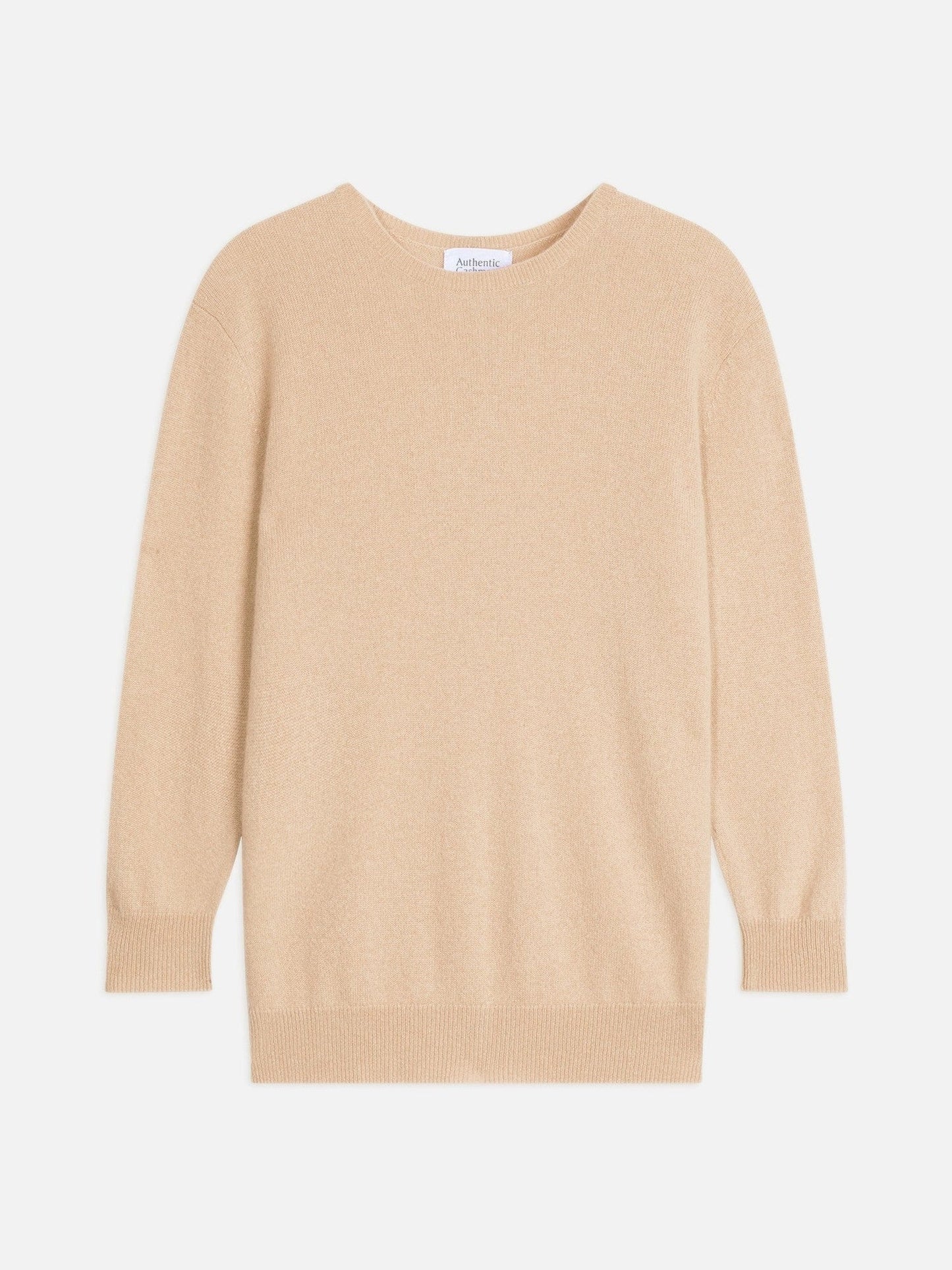 estaris pull col rond boutonné dos sable 100% cachemire