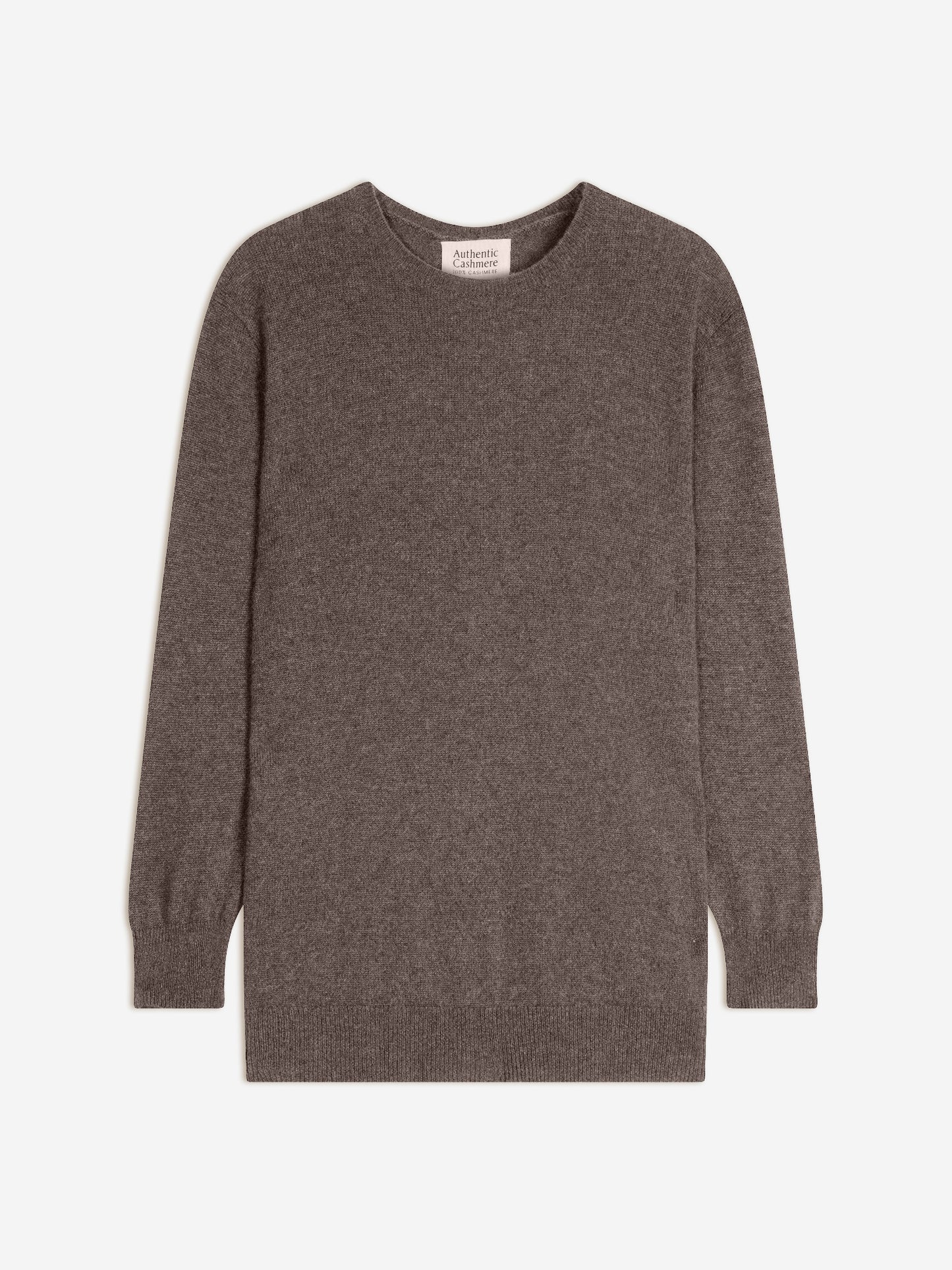 ESTARIS pull col rond boutonné dos taupe chiné 100% cachemire