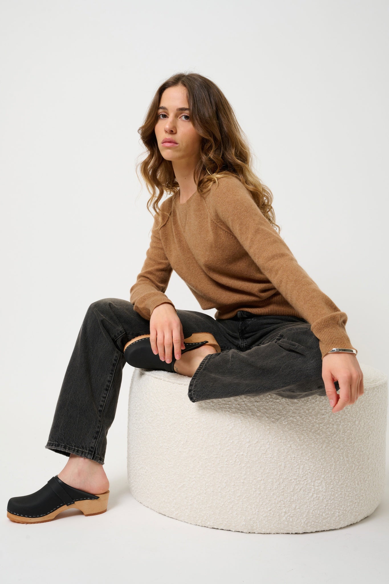 ETRET Haselnuss Rundhalspullover 100% Kaschmir