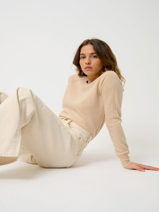 ETRET round-neck sweater sand 100% cashmere