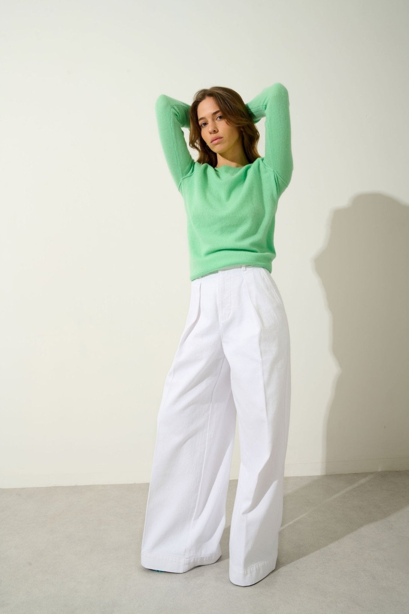 ETRET round-neck lime sweater 100% cashmere
