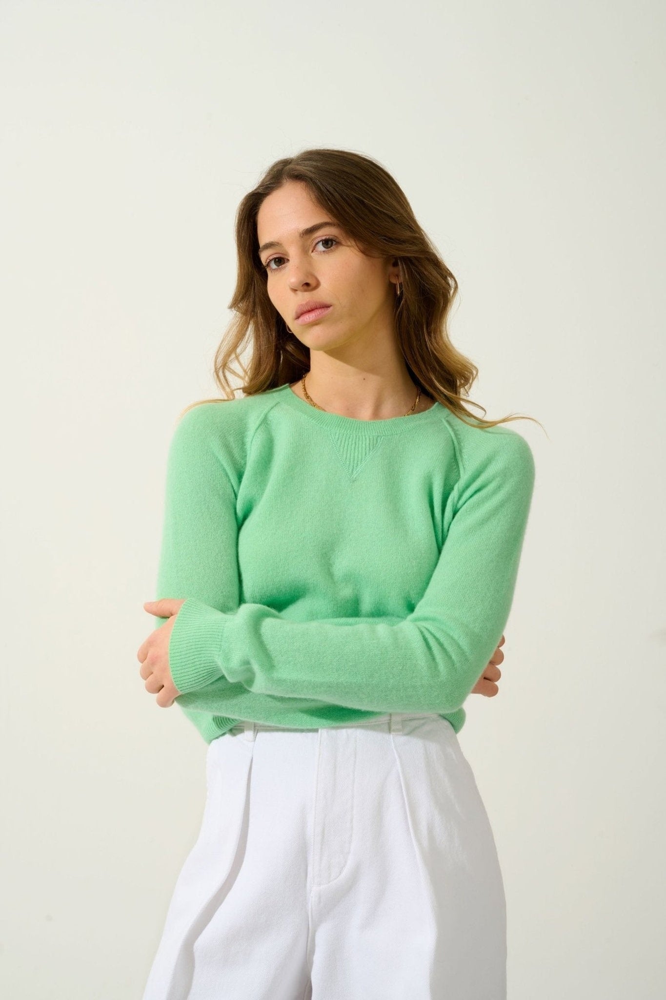 ETRET round-neck lime sweater 100% cashmere