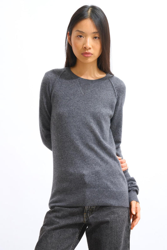 ETRET round-neck sweater anthracite mottled 100% cashmere
