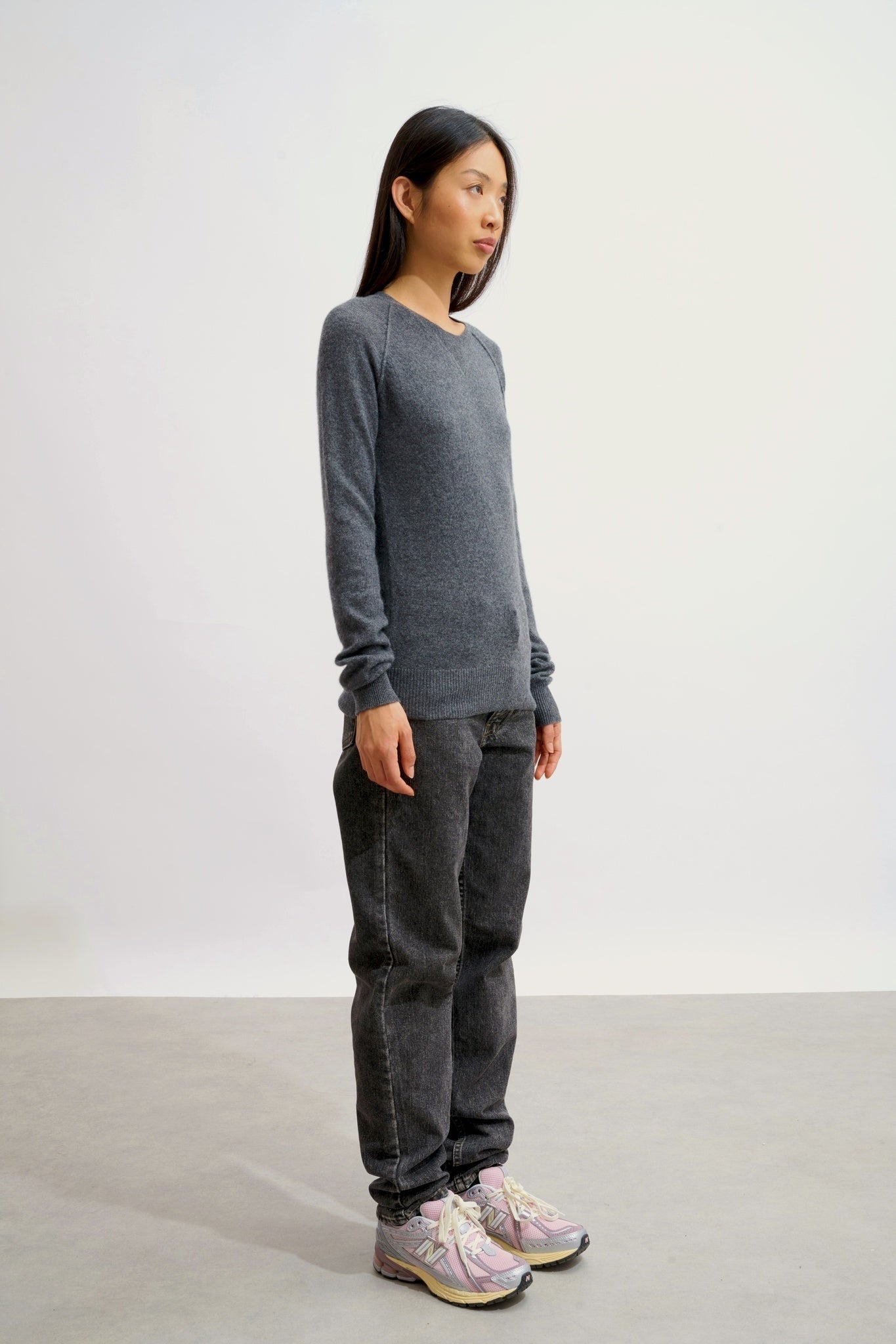 ETRET round-neck sweater anthracite mottled 100% cashmere