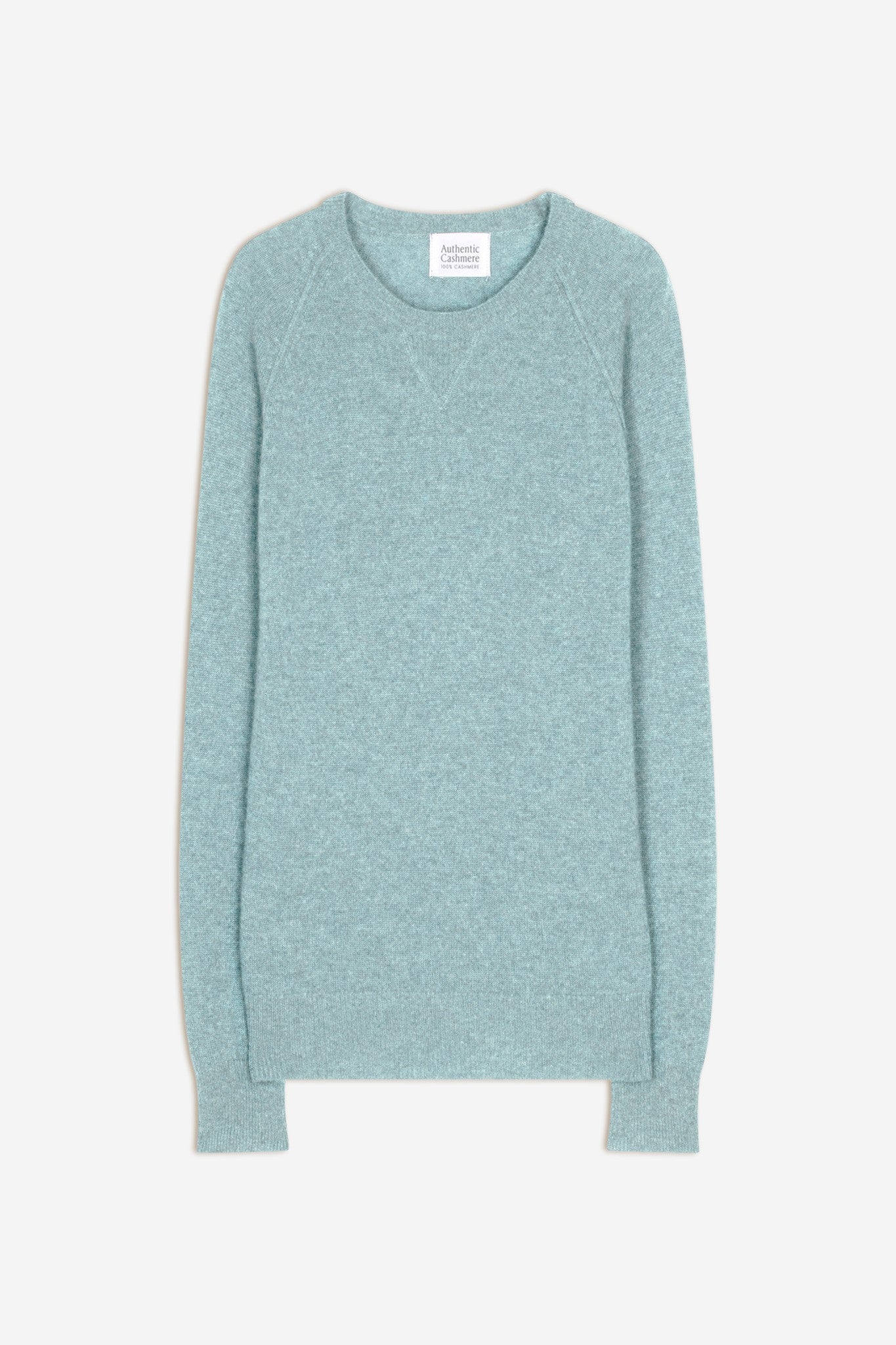etret pull col rond aqua chiné 100% cachemire