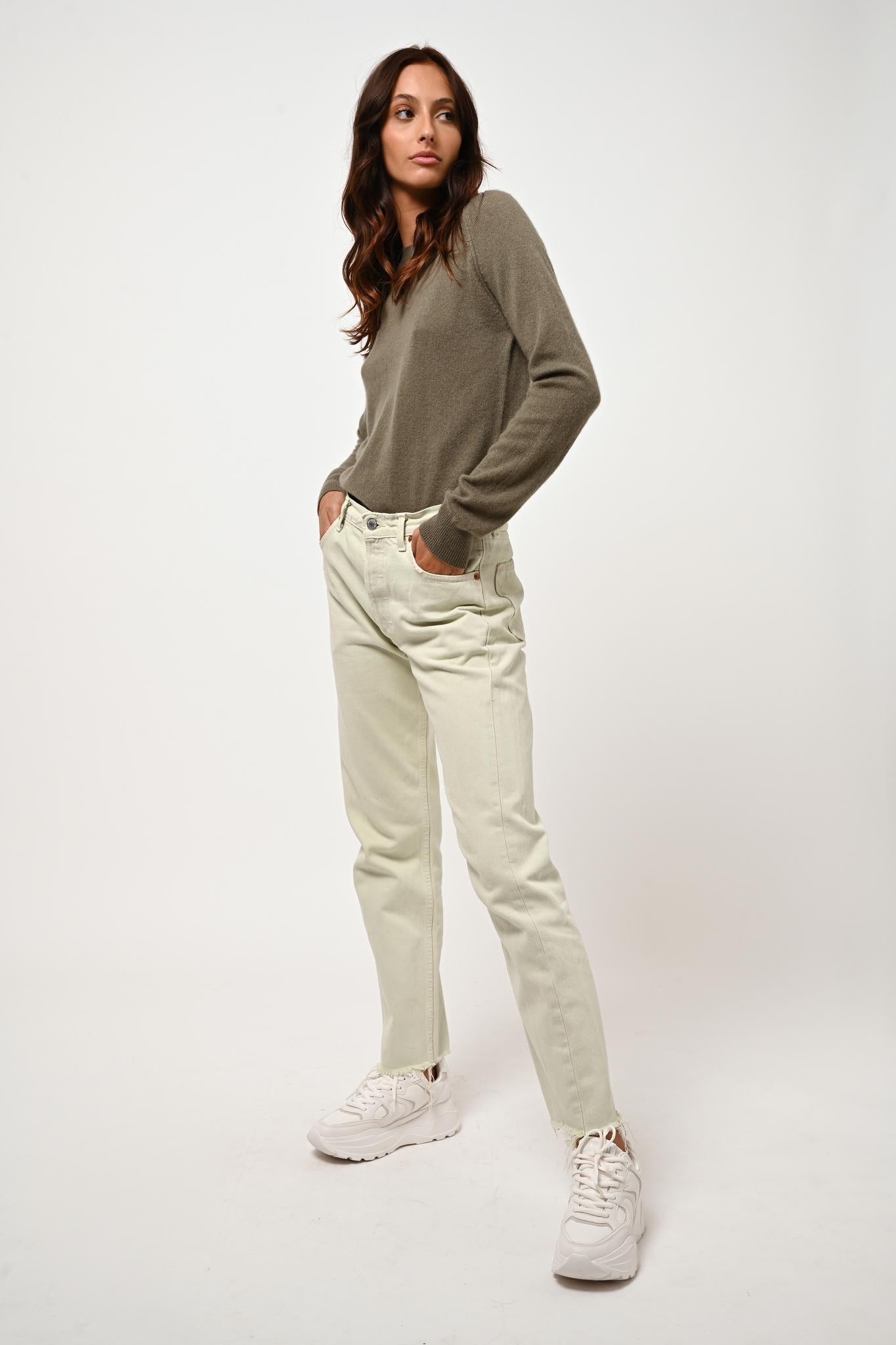 ETRET army round-neck sweater 100% cashmere