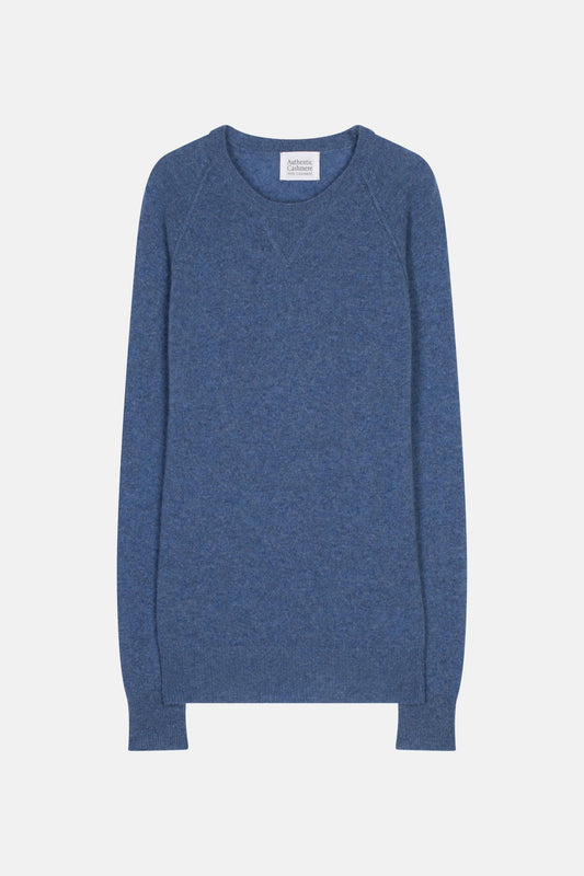 ETRET denim blue round-neck sweater 100% cashmere
