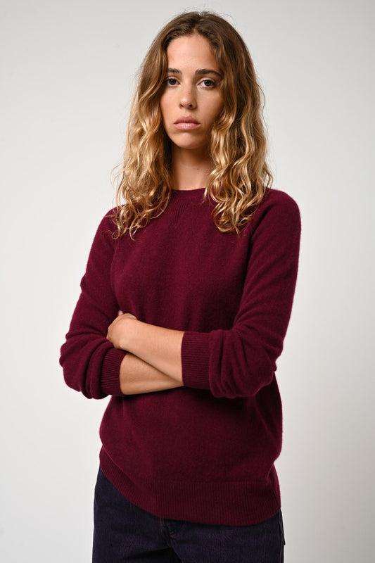 ETRET burgundy round-neck sweater 100% cashmere
