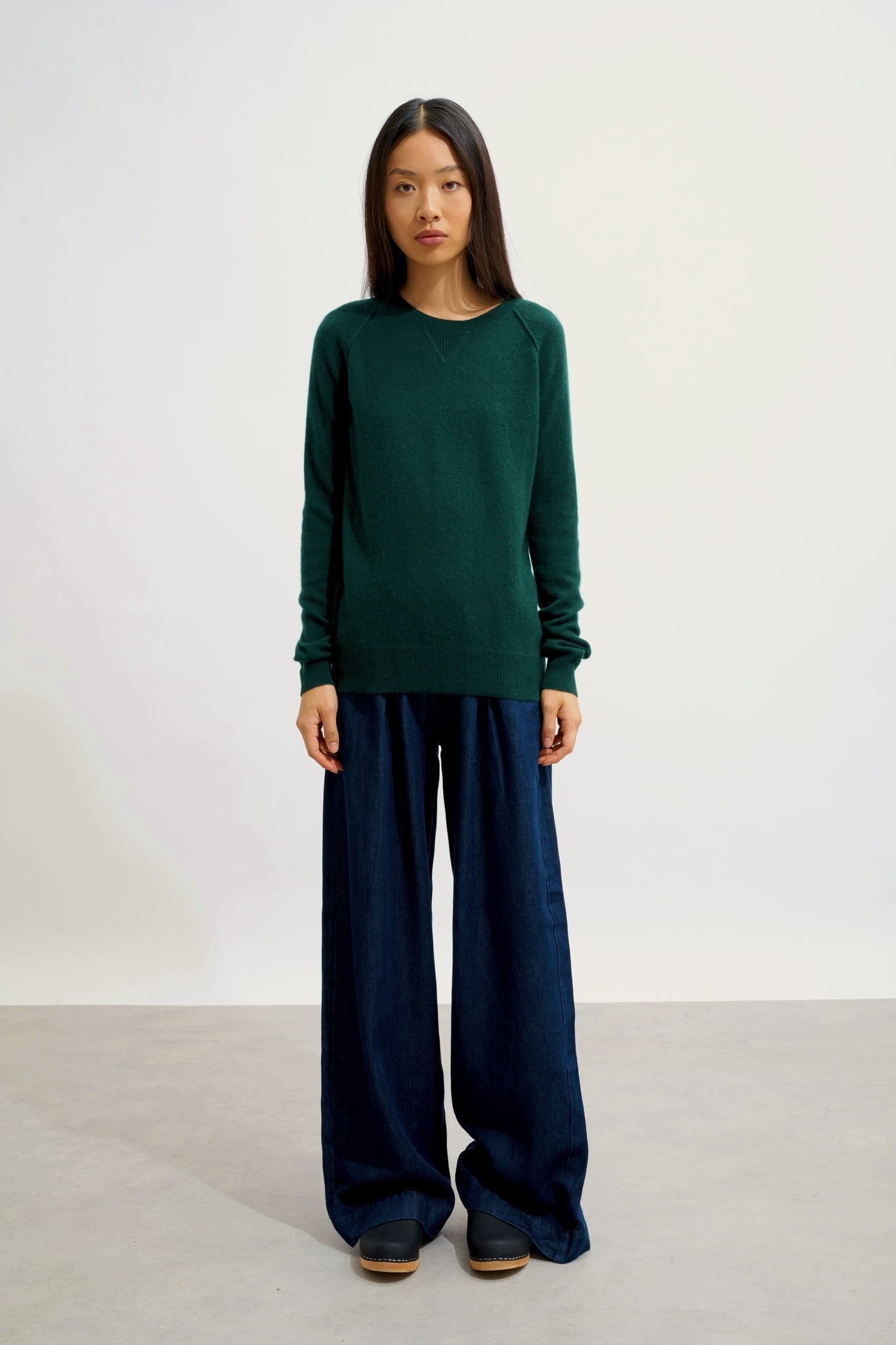 ETRET pull col rond cyprès 100% cachemire