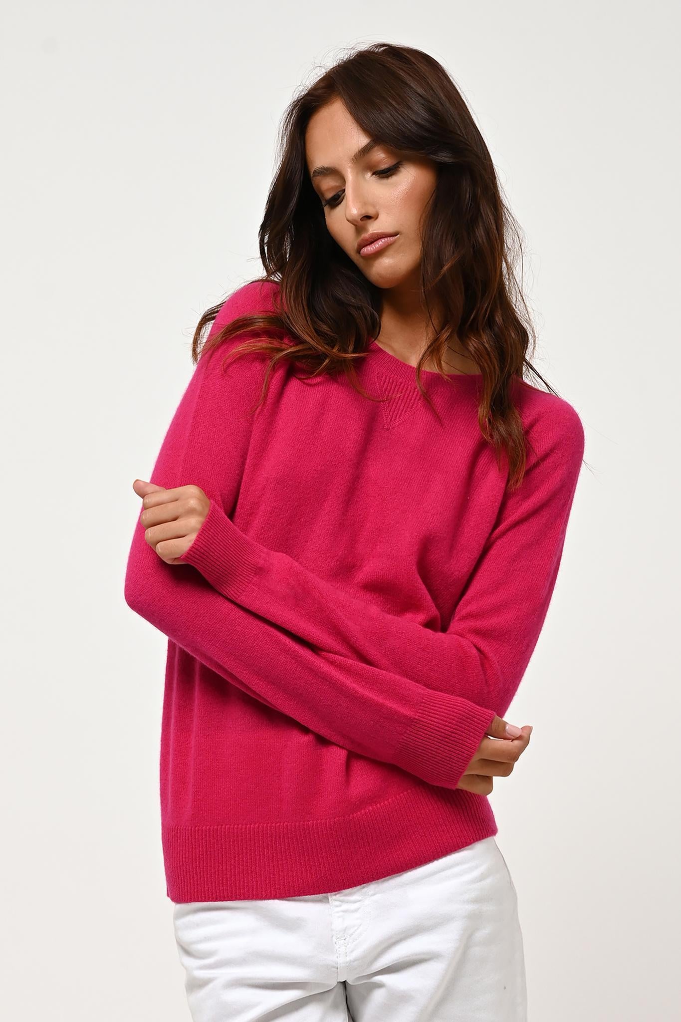 ETRET round-neck sweater fuchsia 100% cashmere
