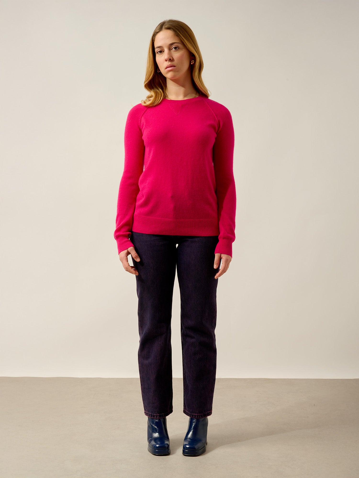 ETRET pull col rond fuchsia 100% cachemire