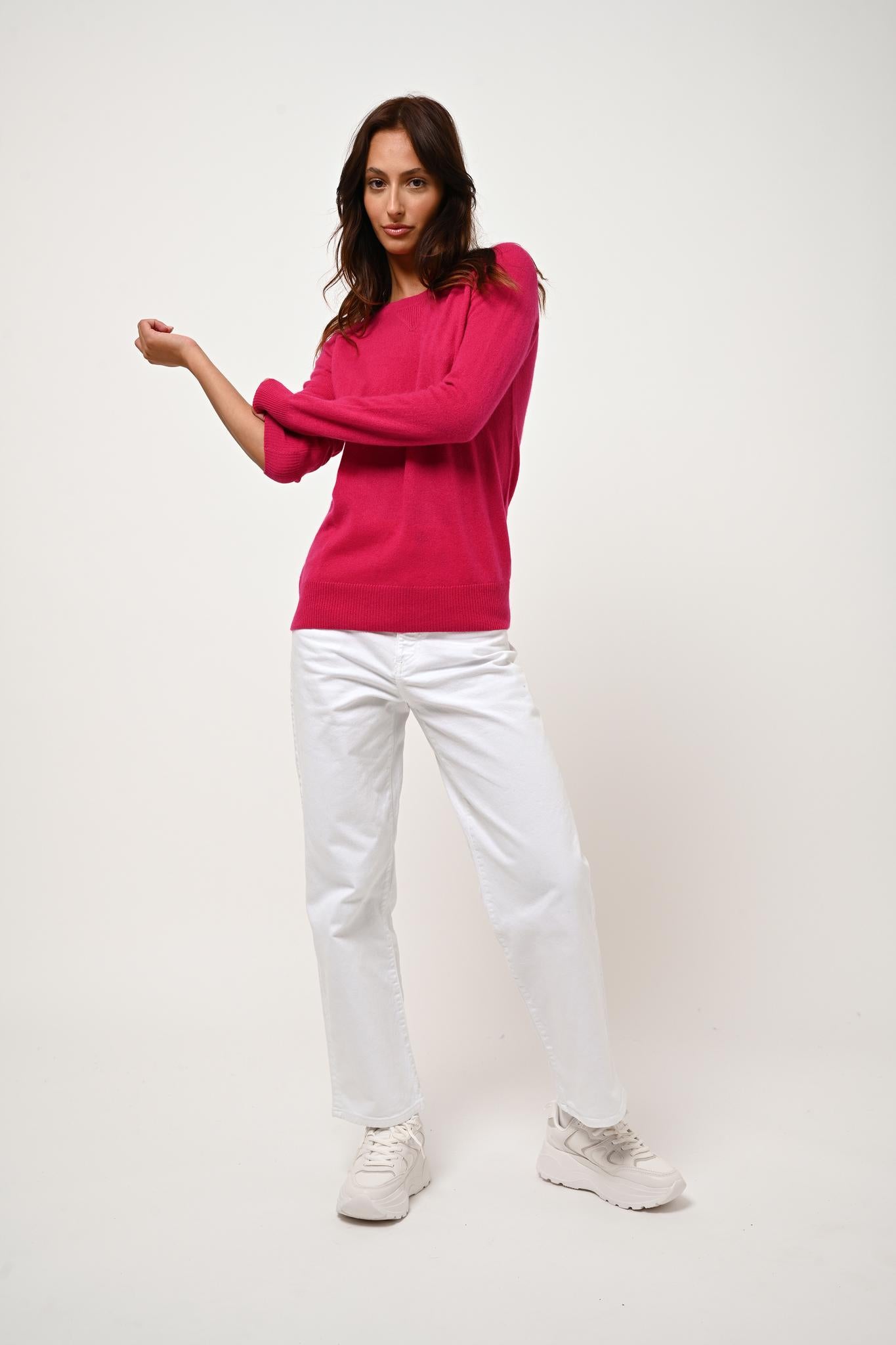 ETRET round-neck sweater fuchsia 100% cashmere