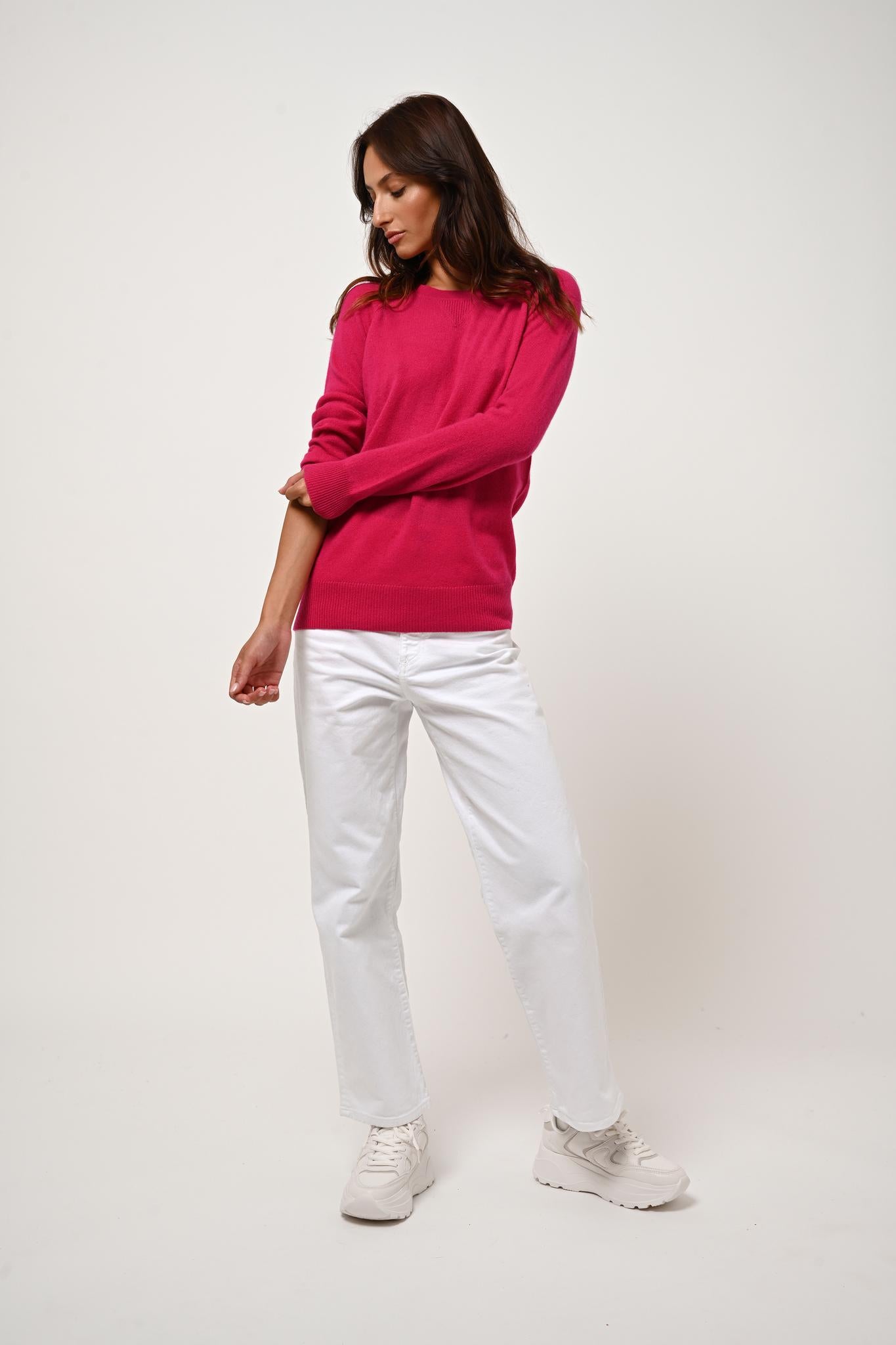ETRET round-neck sweater fuchsia 100% cashmere