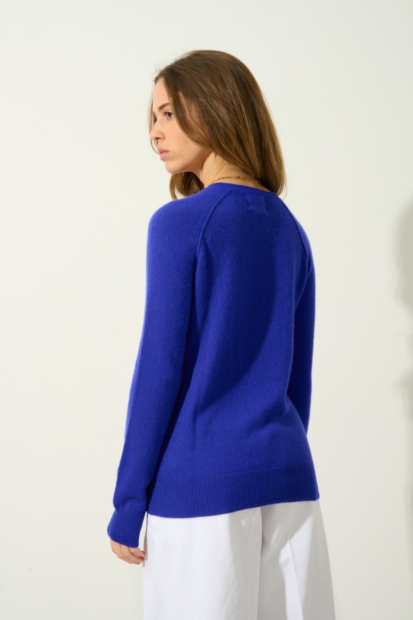 etret pull col rond indigo 100% cachemire