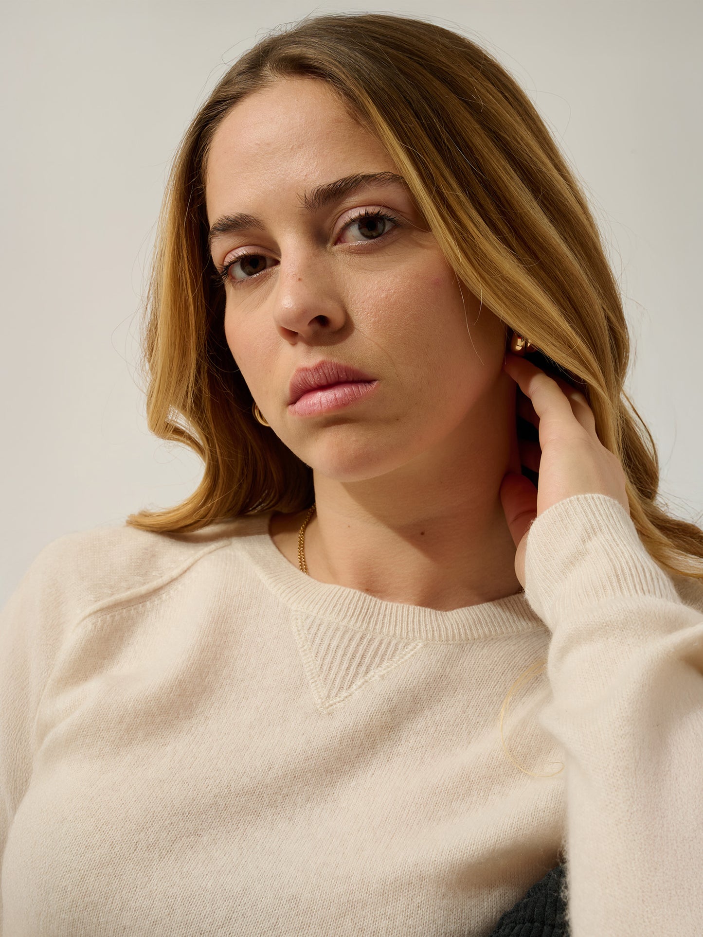 ETRET Elfenbein Rundhalspullover 100% Kaschmir