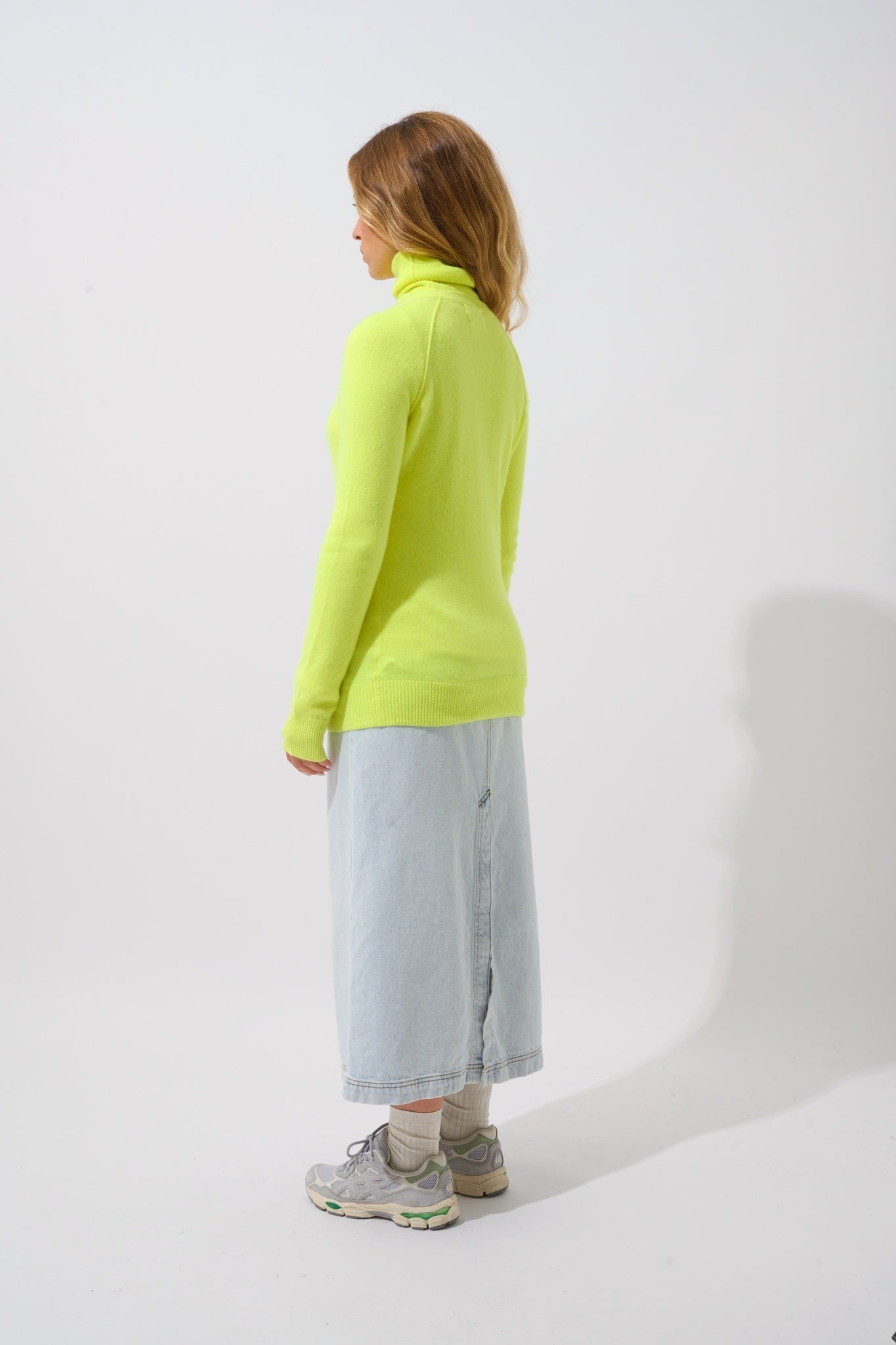 ETRET Pullover mit Rundhalsausschnitt in Neongelb aus 100% Kaschmir