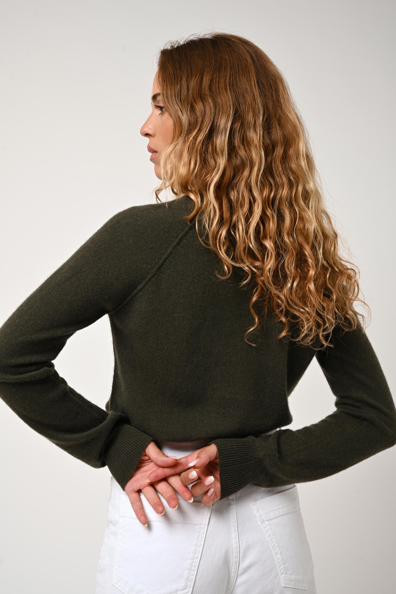 ETRET khaki round-neck sweater 100% cashmere