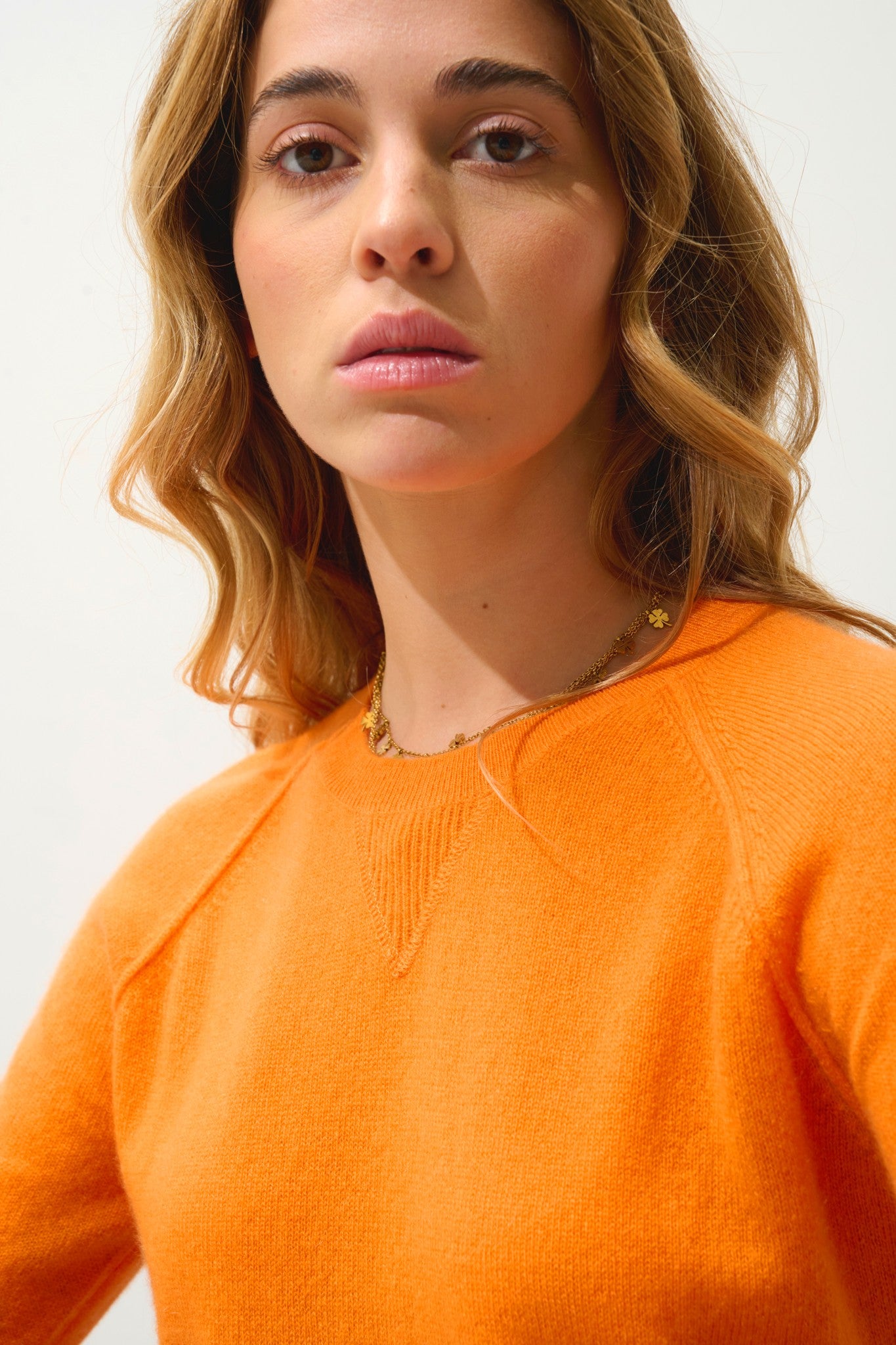 etret pull col rond mandarine 100% cachemire