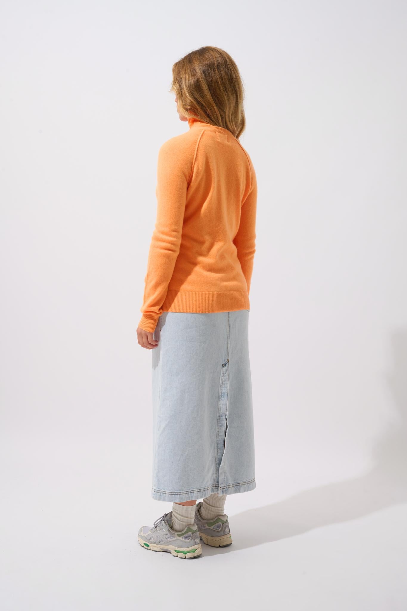 ETRET pull col rond mandarine fluo 100% cachemire