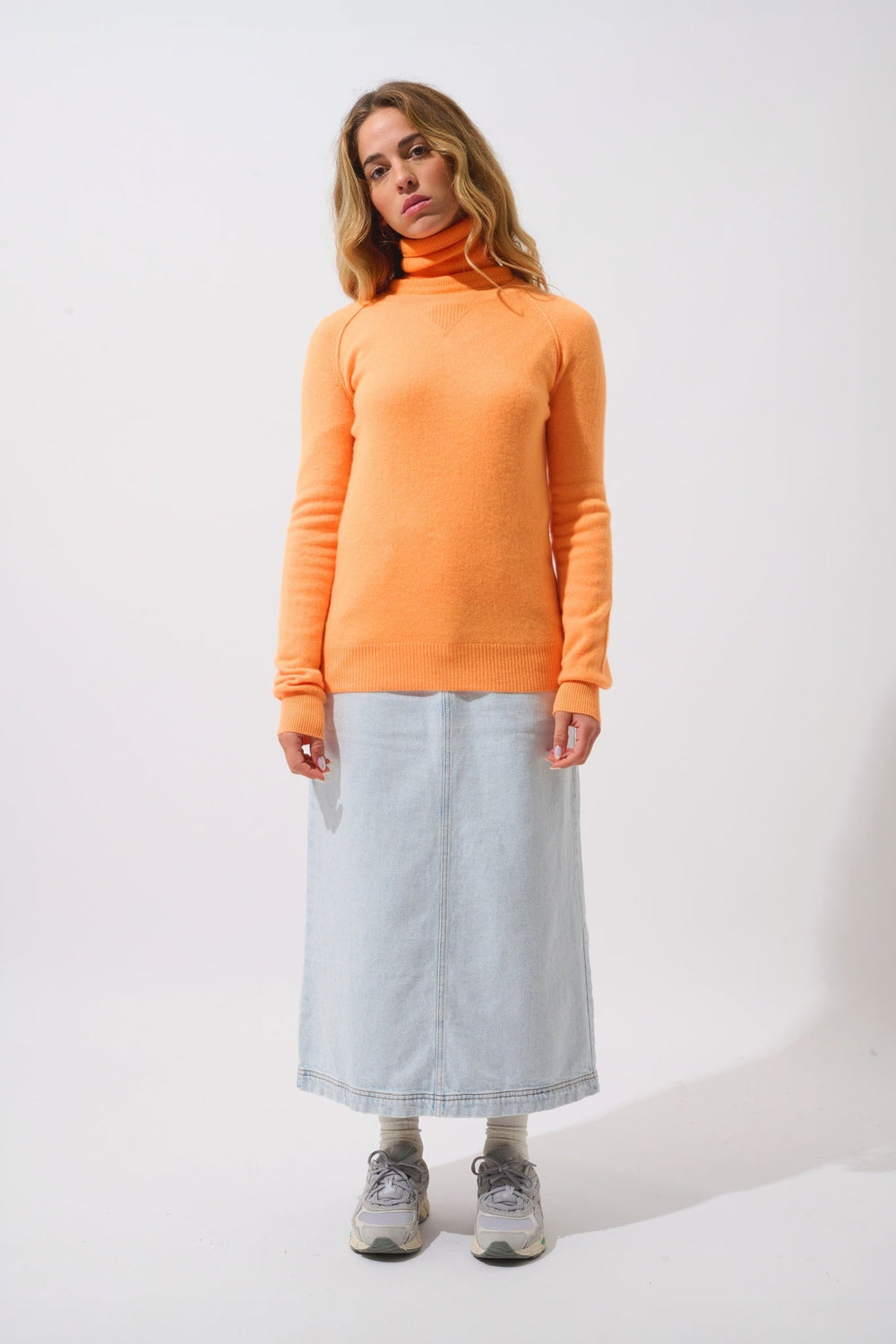 ETRET Pullover Rundhalsausschnitt Mandarine fluo 100% Kaschmir