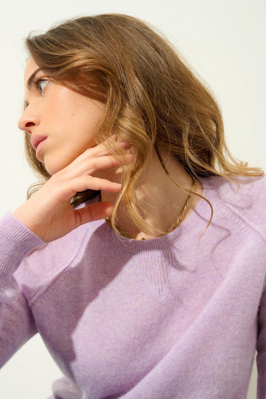 ETRET mauve mottled round-neck sweater 100% cashmere