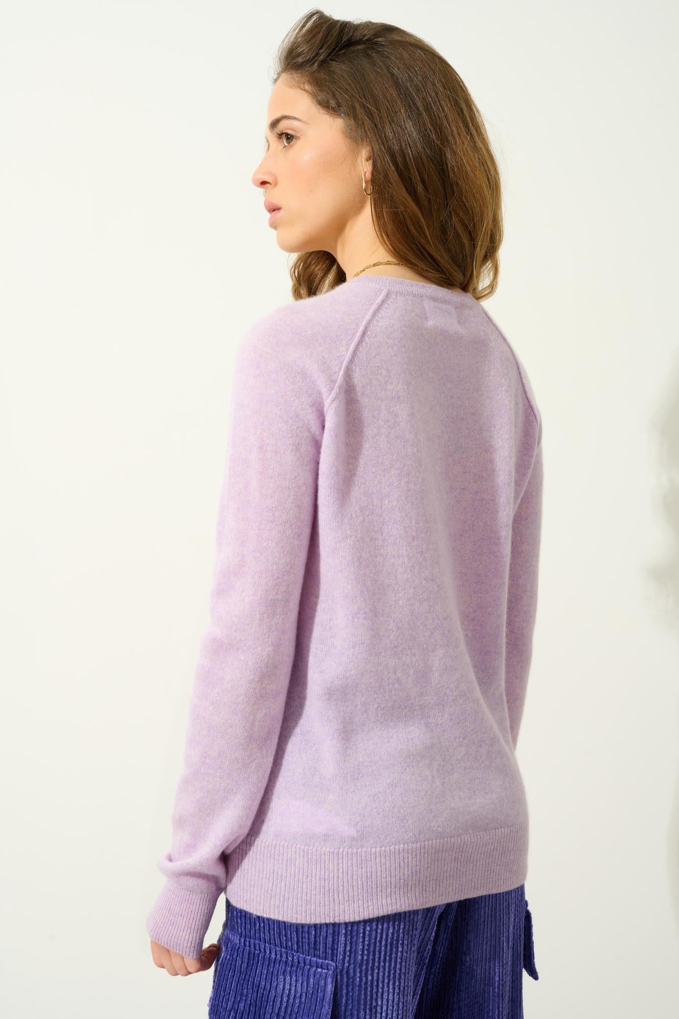 ETRET mauve mottled round-neck sweater 100% cashmere