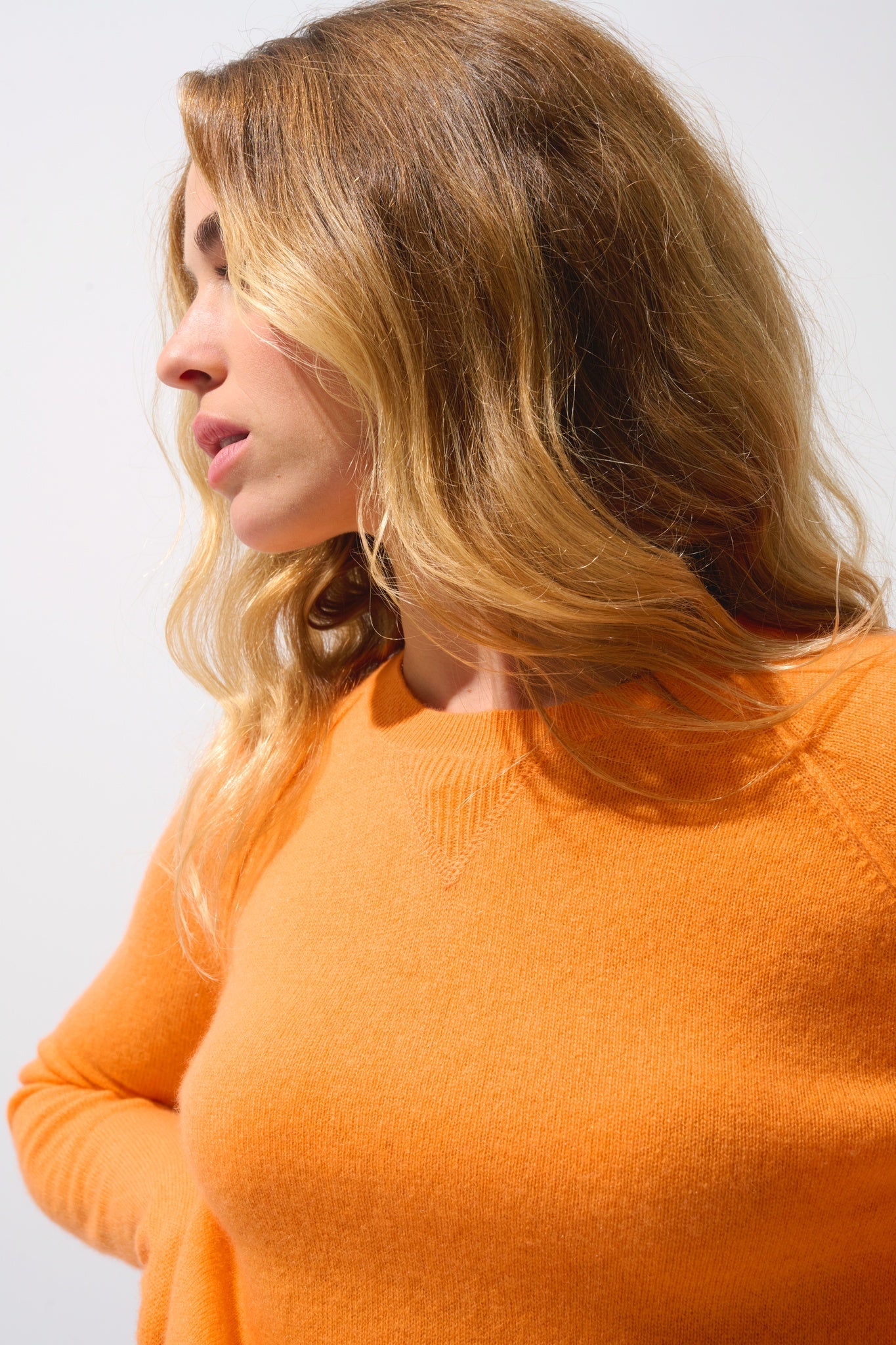 ETRET Pullover mit Rundhalsausschnitt in Melone aus 100% Kaschmir