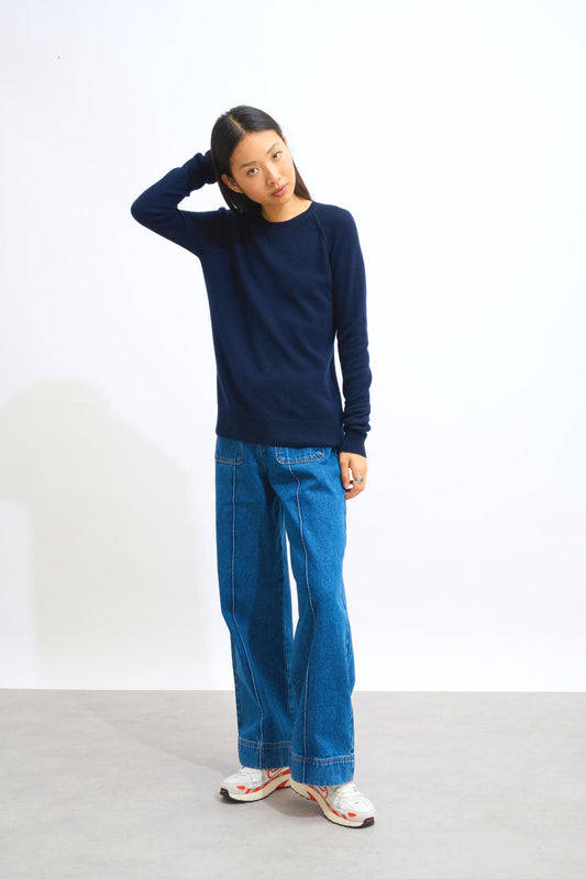 ETRET navy round-neck sweater 100% cashmere