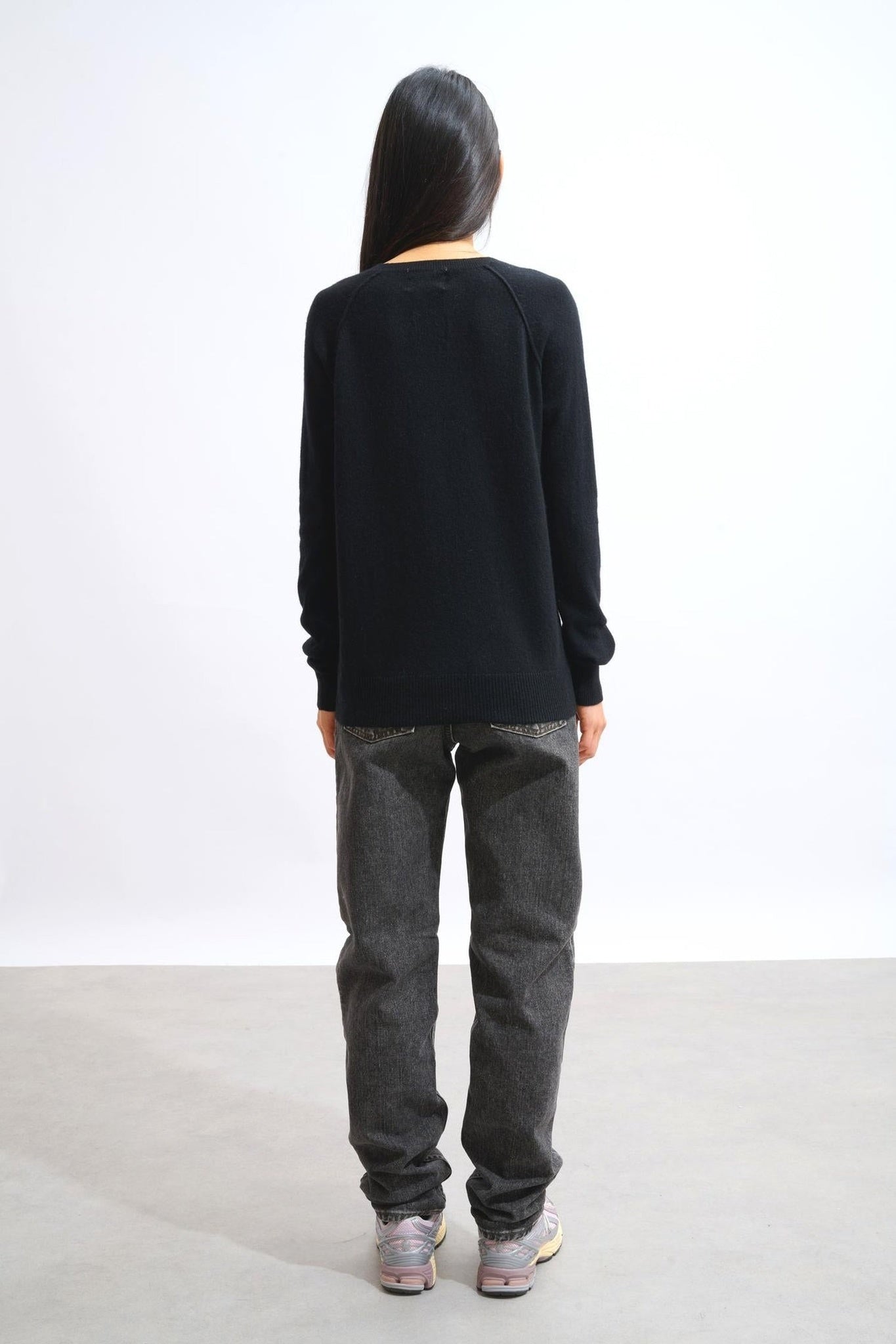 ETRET schwarzer Rundhalspullover 100% Kaschmir