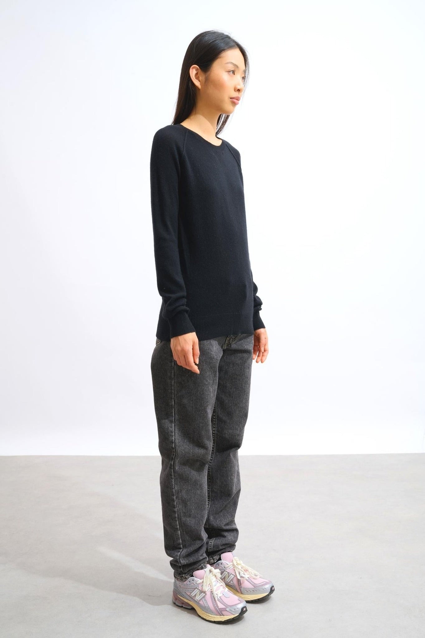 ETRET schwarzer Rundhalspullover 100% Kaschmir