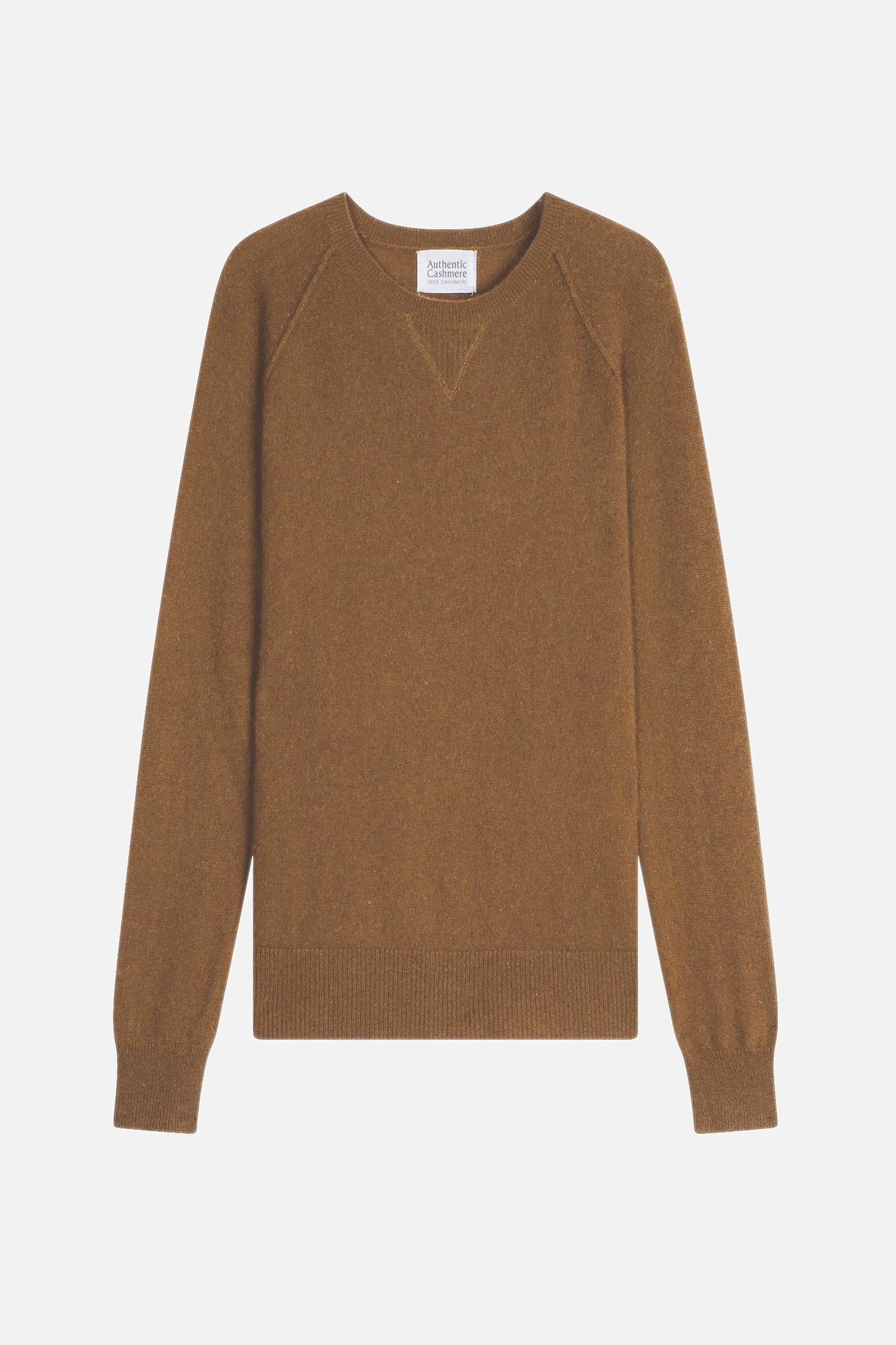 ETRET pull col rond noisette 100% cachemire