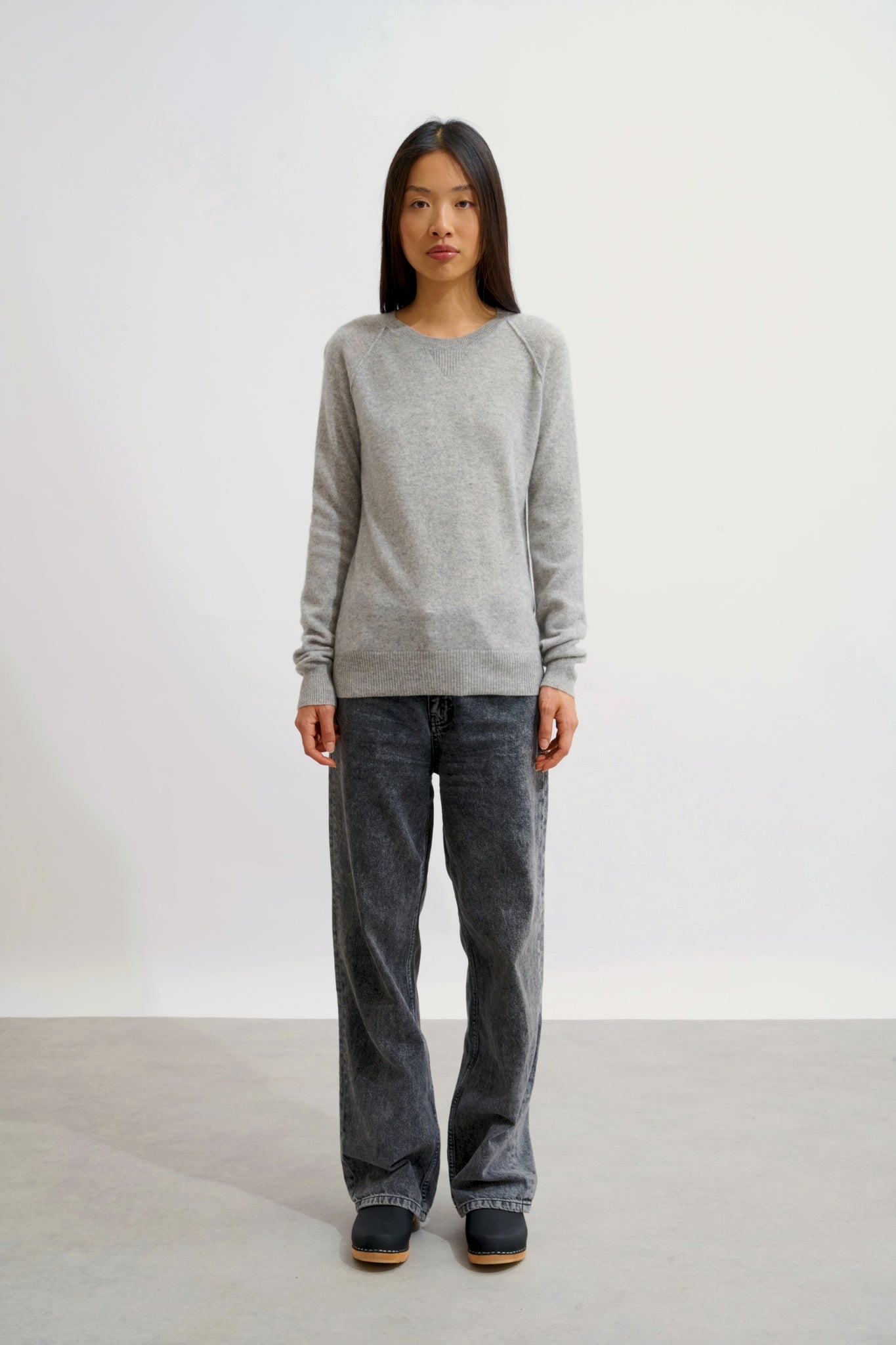 ETRET Pullover mit Rundhalsausschnitt Wolke meliert 100% Kaschmir