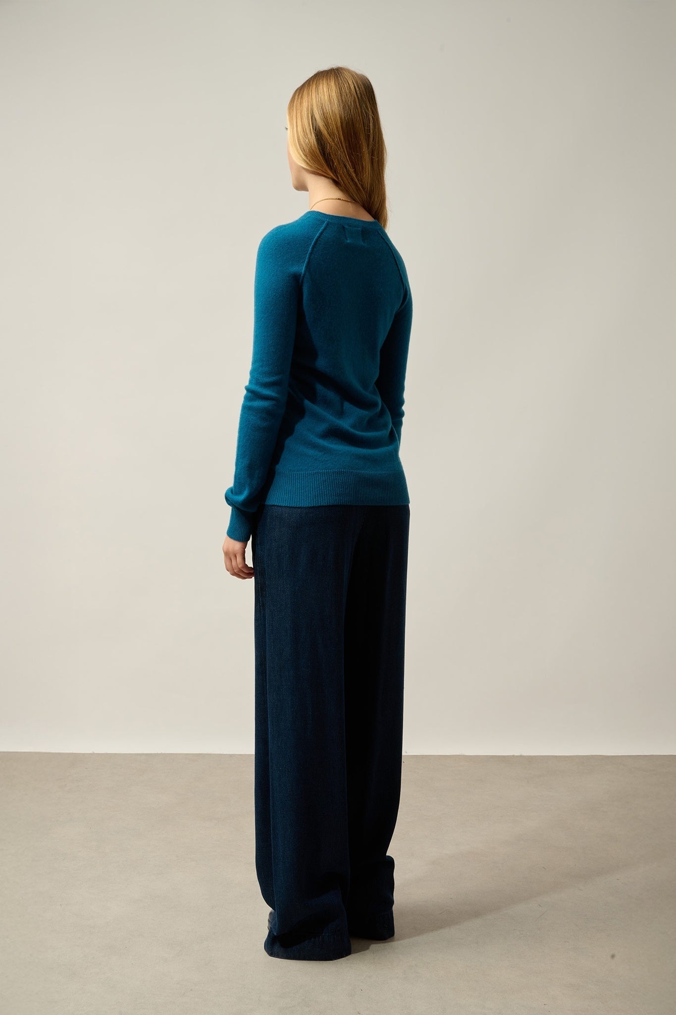 ETRET Pullover mit Rundhalsausschnitt Pfau 100% Kaschmir