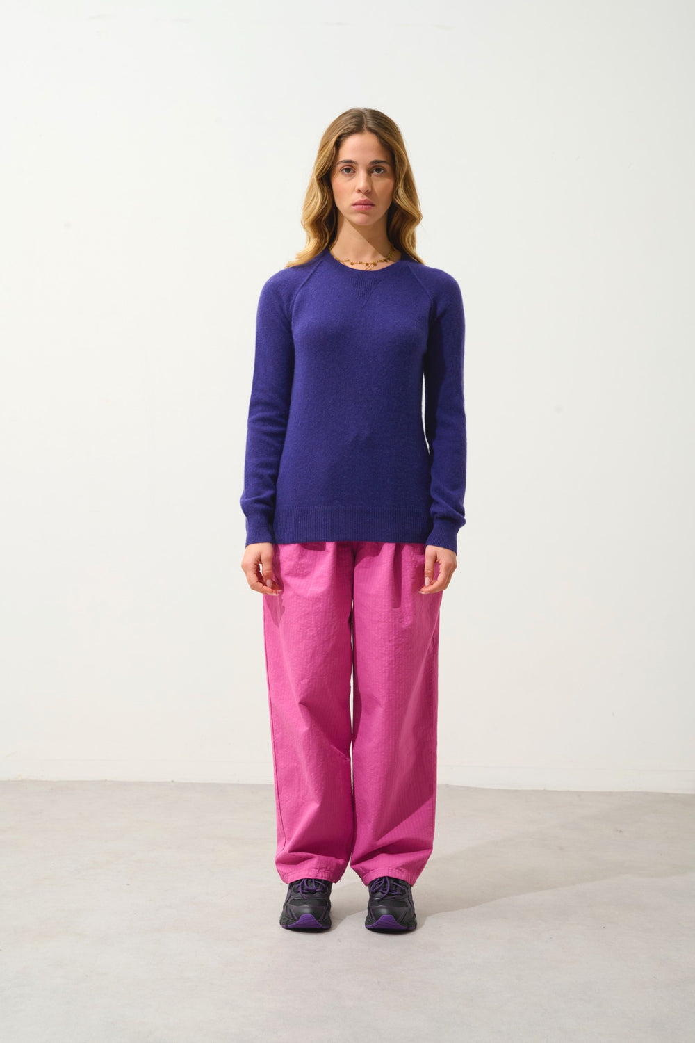 etret pull col rond purple 100% cachemire