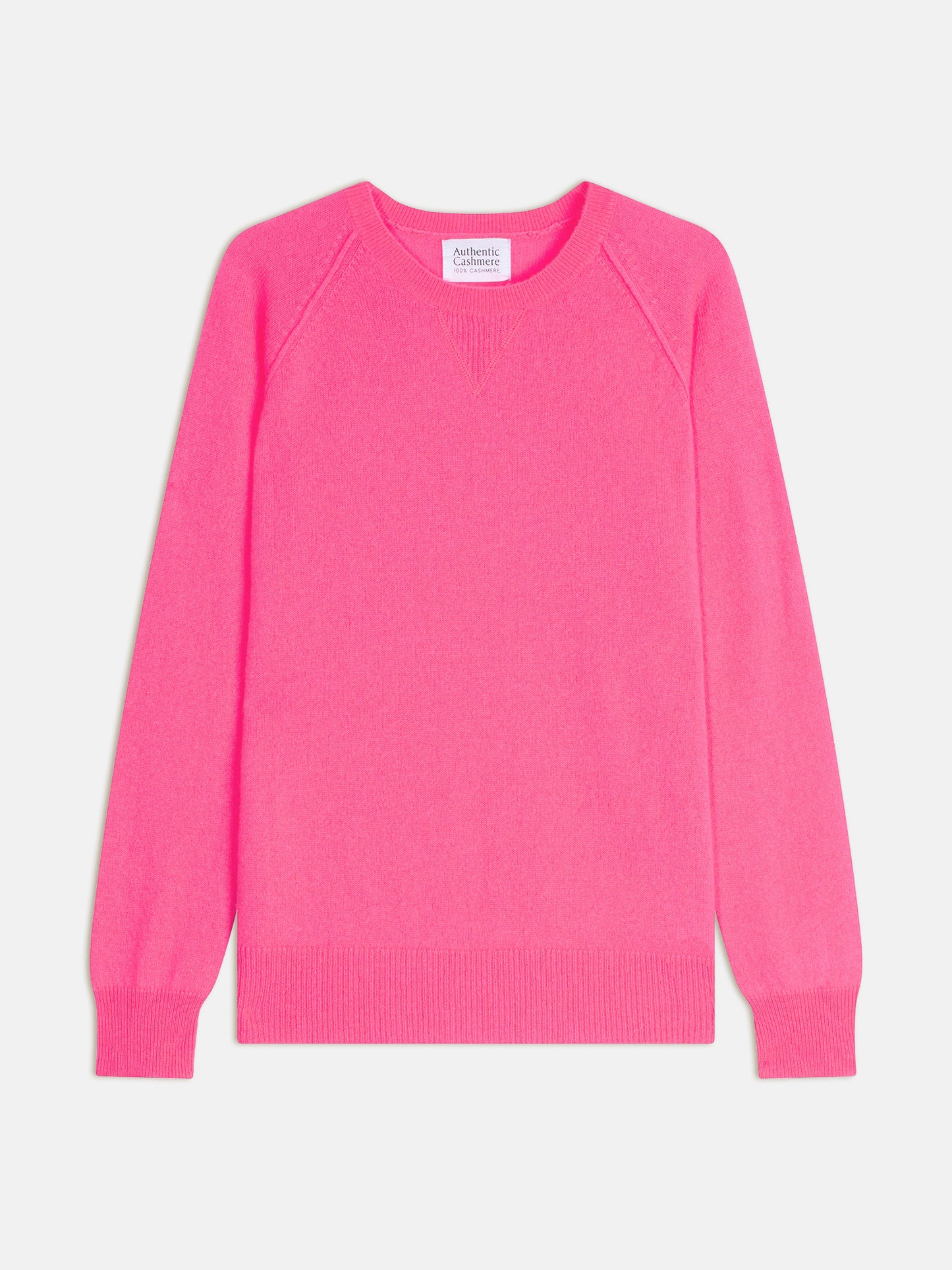 ETRET pull col rond rose fluo 100% cachemire