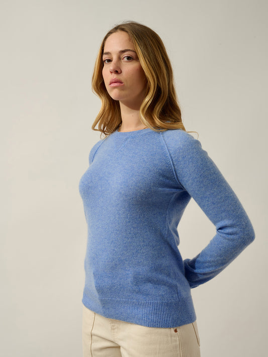 ETRET pull col rond sky 100% cachemire