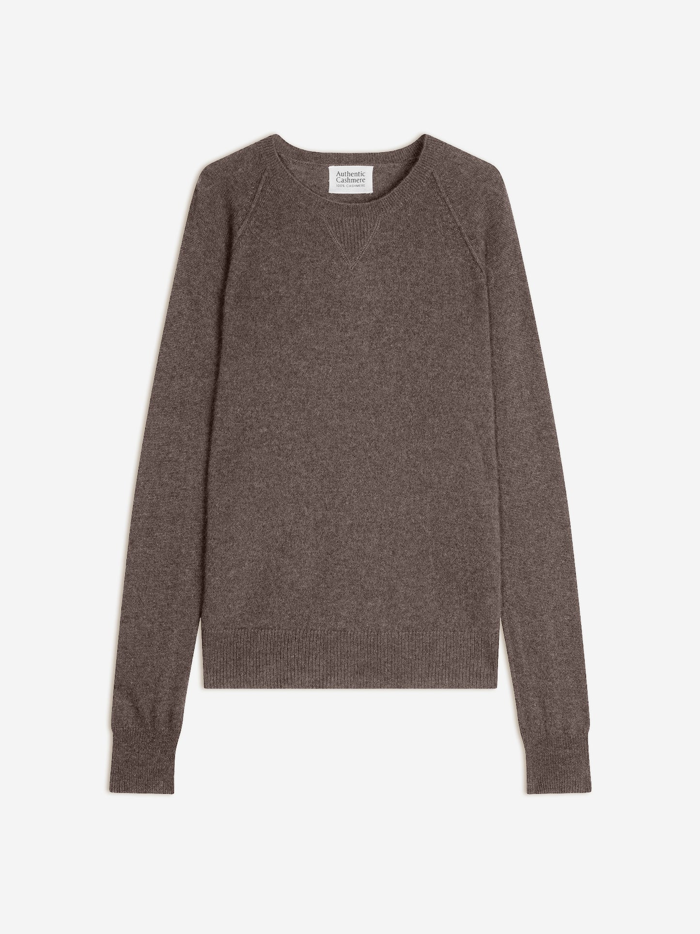 ETRET Pullover mit Rundhalsausschnitt taupe meliert 100% Kaschmir