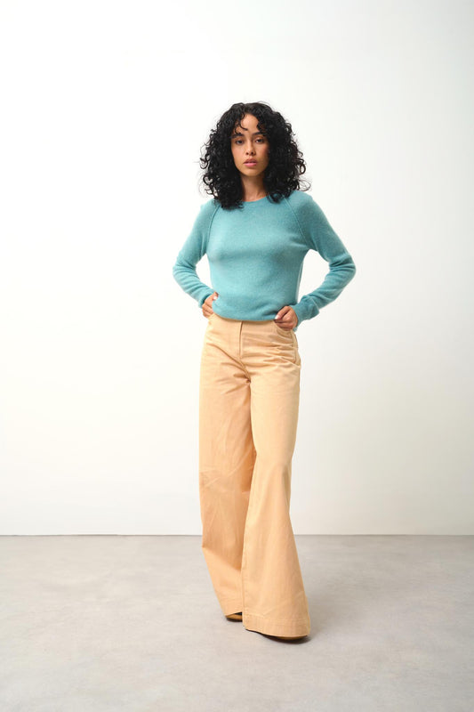 ETRET round-neck sweater mottled green 100% cashmere