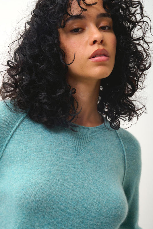 ETRET round-neck sweater mottled green 100% cashmere