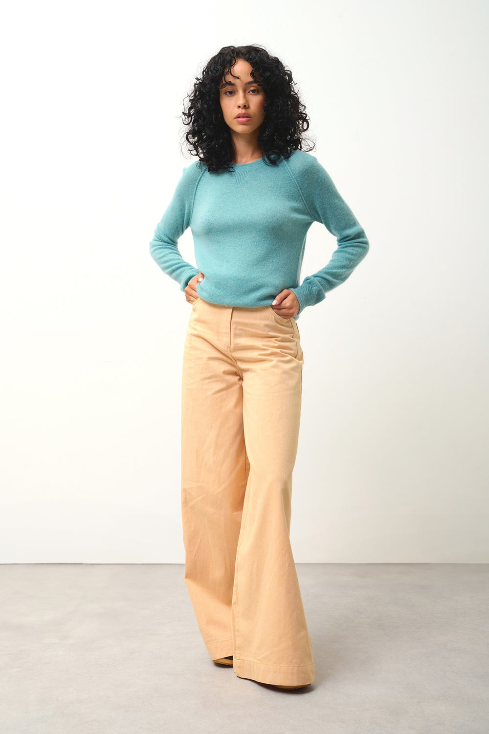 ETRET round-neck sweater mottled green 100% cashmere