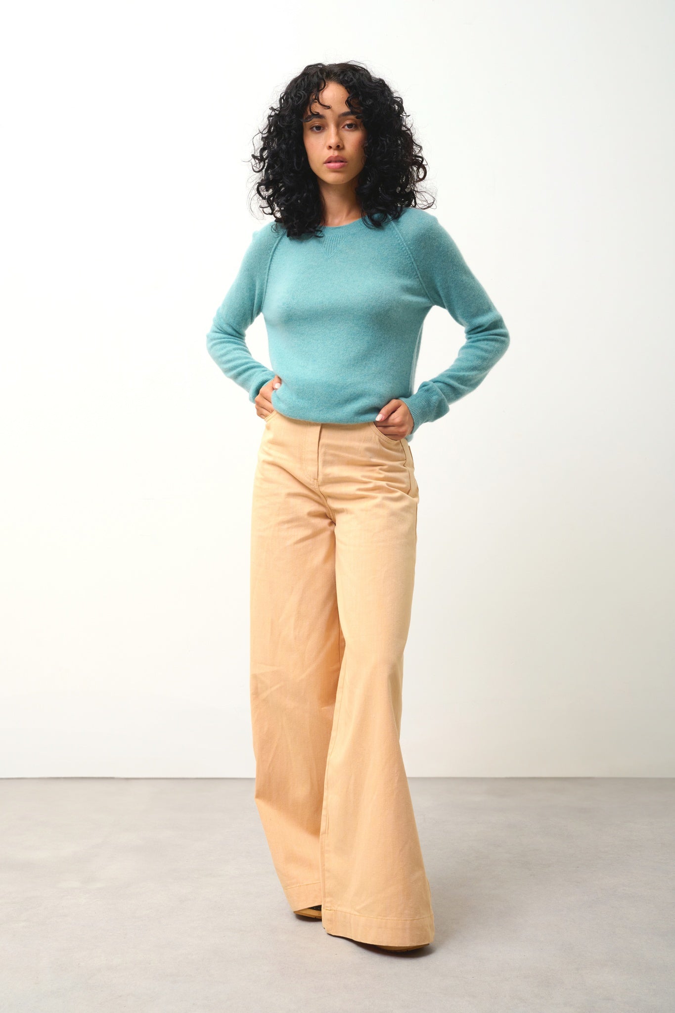 ETRET round-neck sweater mottled green 100% cashmere