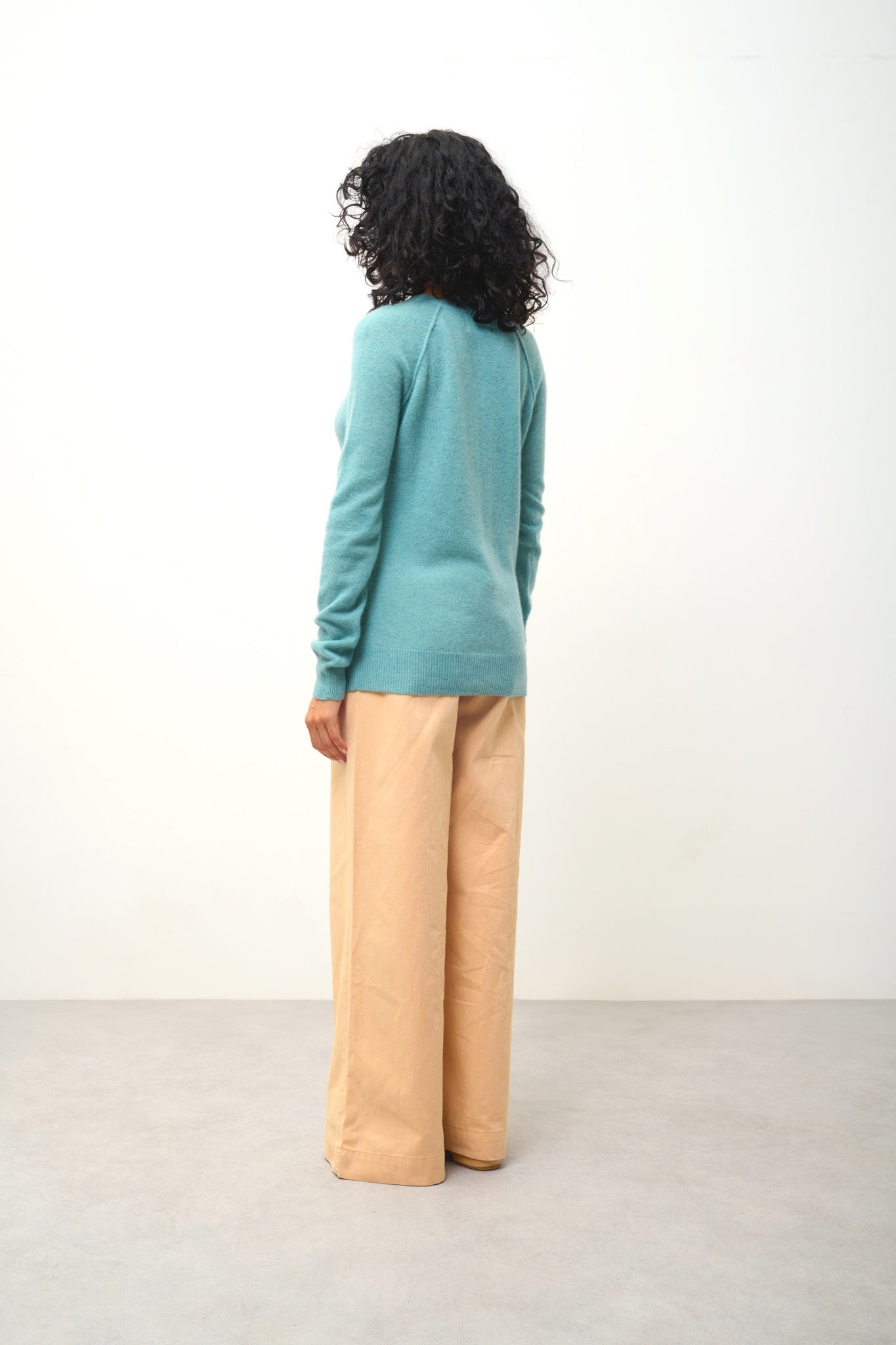 ETRET round-neck sweater mottled green 100% cashmere