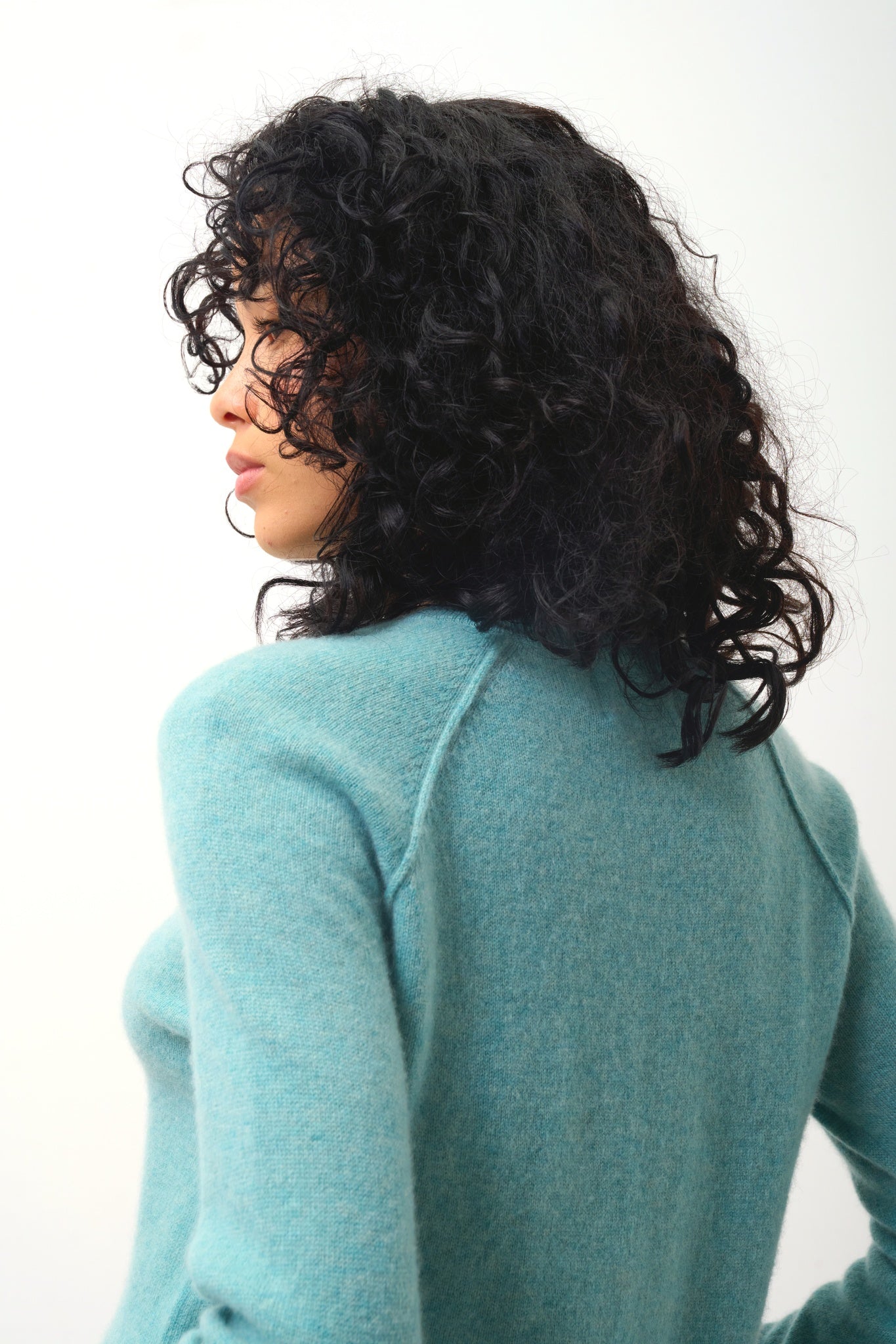 ETRET round-neck sweater mottled green 100% cashmere