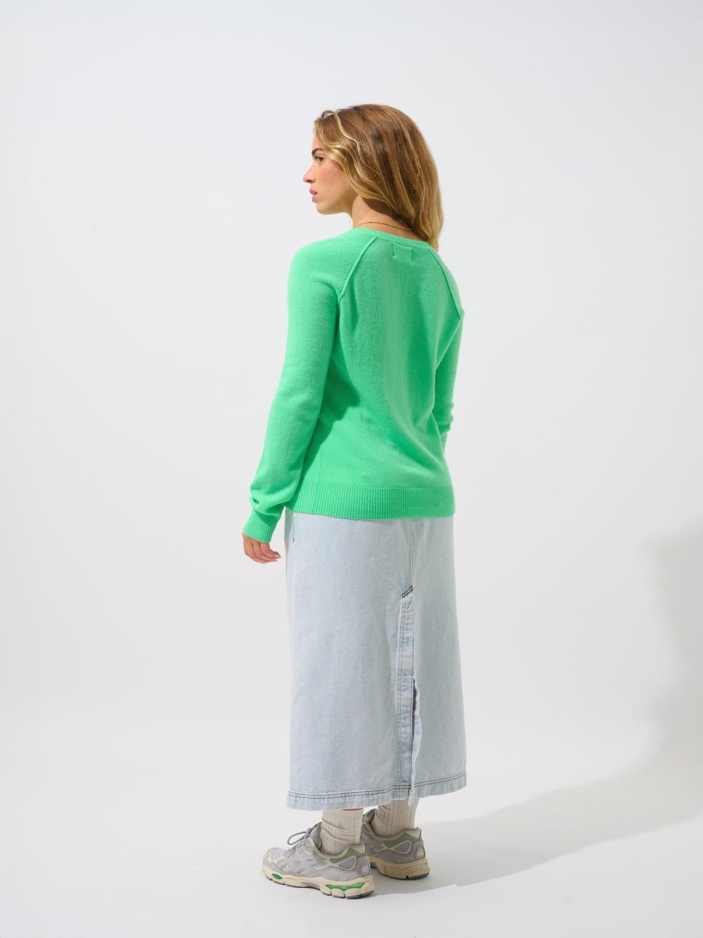 ETRET Rundhalspullover neongrün 100% Kaschmir