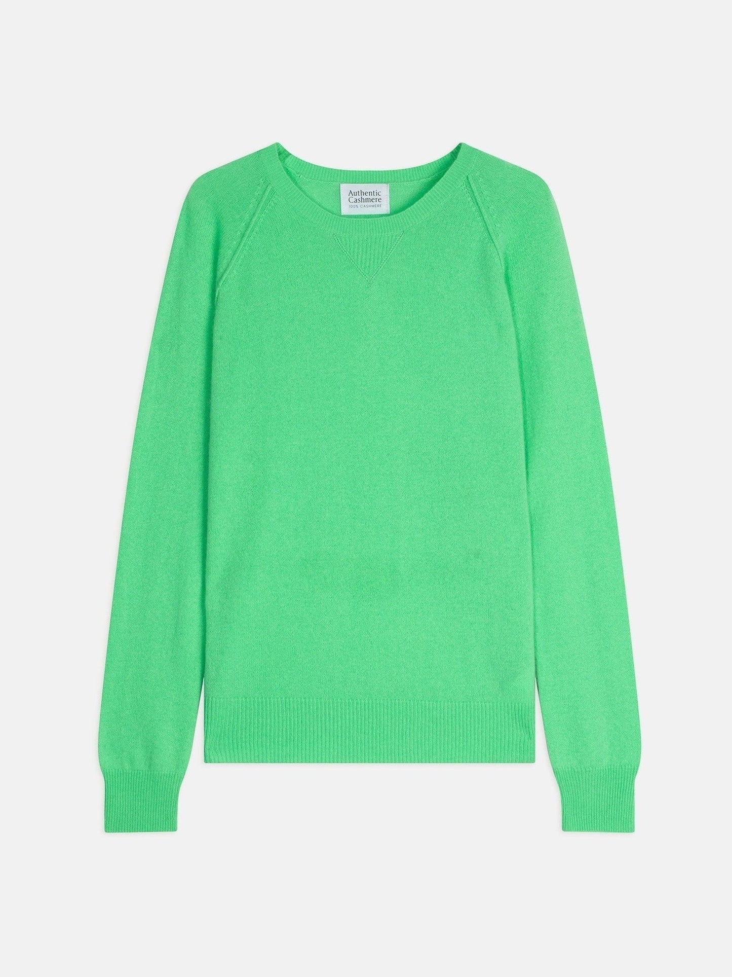 etret pull col rond vert fluo 100% cachemire