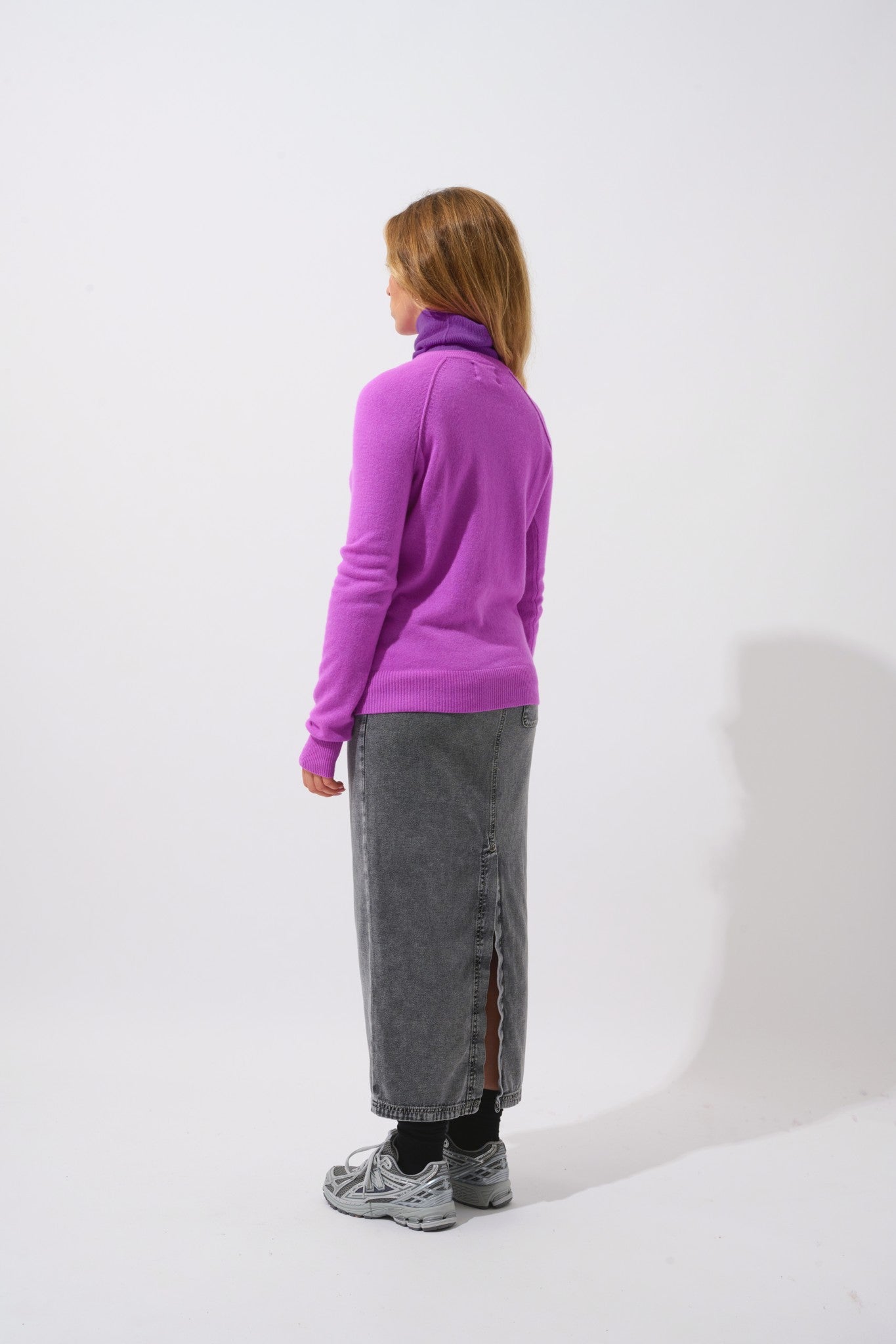 etret pull col rond violet 100% cachemire