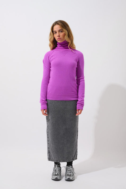 ETRET fluorescent purple round-neck sweater 100% cashmere